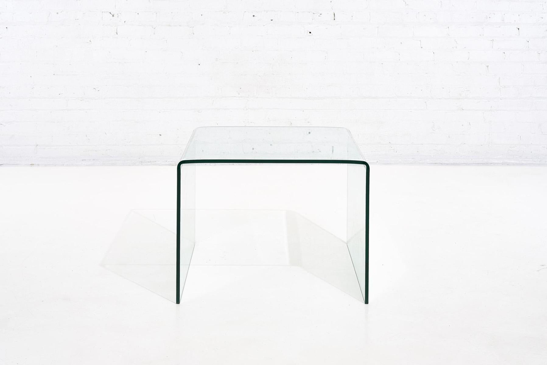 Waterfall glass end/side table, 1980.
      
