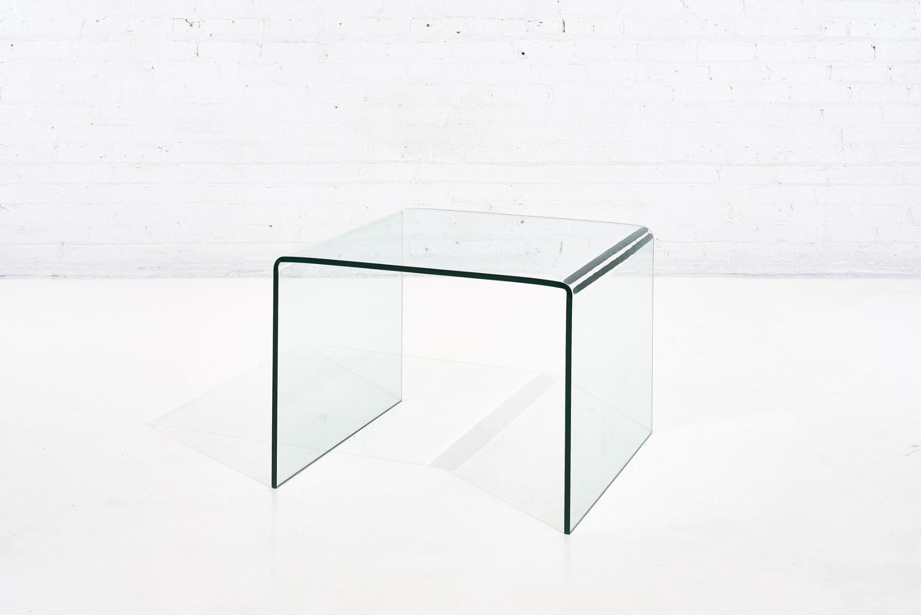 Post-Modern Waterfall Glass End Table, 1980