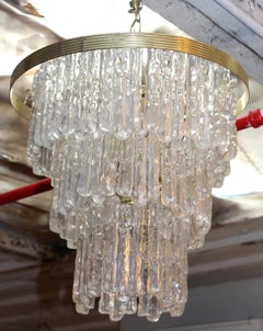 Mid-Century Modern Waterfall Icicle Chandelier, Lucite Panels, 1960s