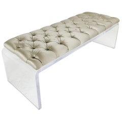 Waterfall Lucite Tufted Bench