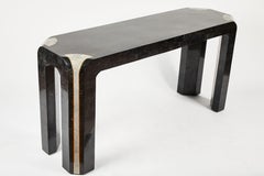 Waterfall Marble and Inlaid Brass Console Table