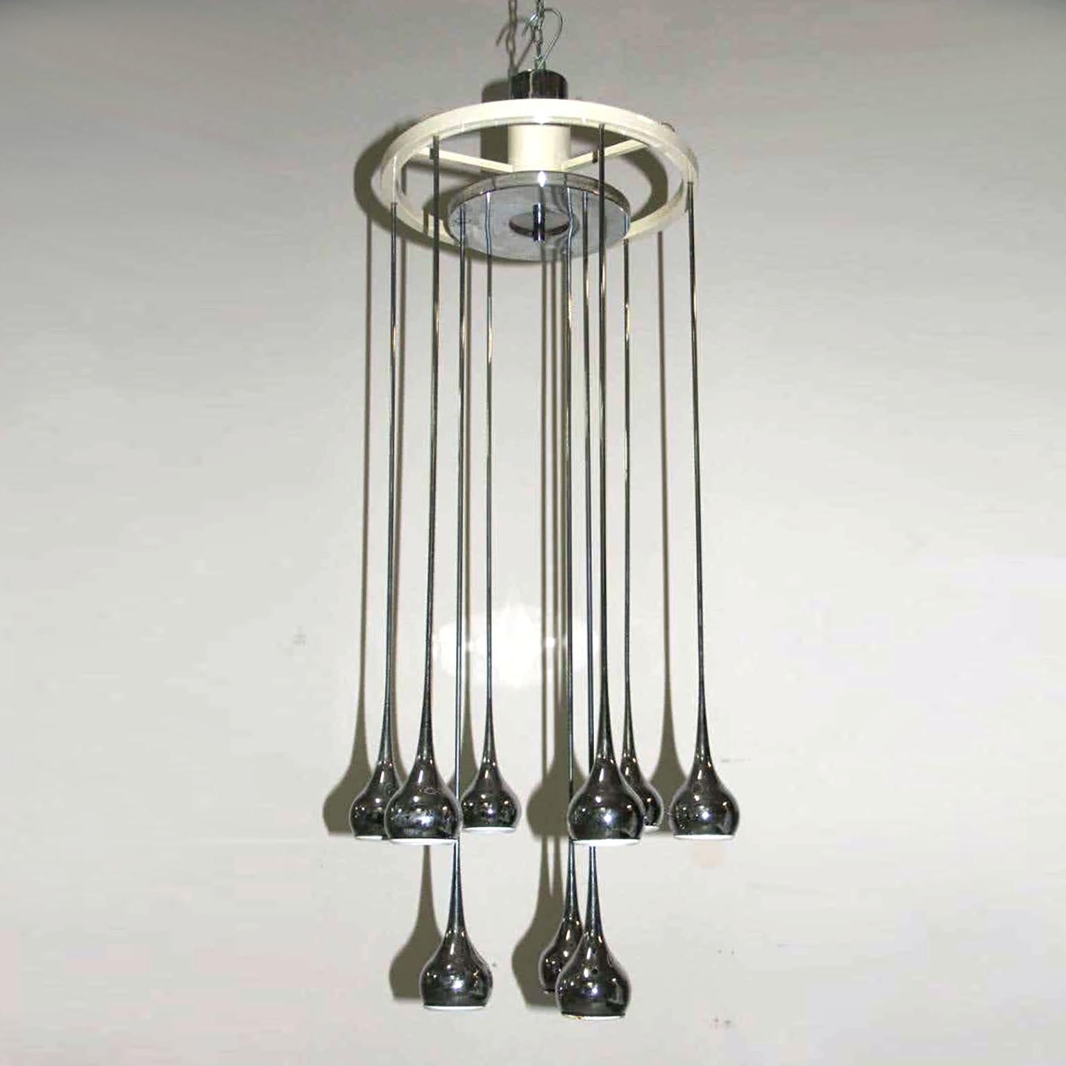 Mid-Century Modern Waterfall Midcentury Chandelier Design by Angelo Brotto, Esperia, Italy, 1960s For Sale