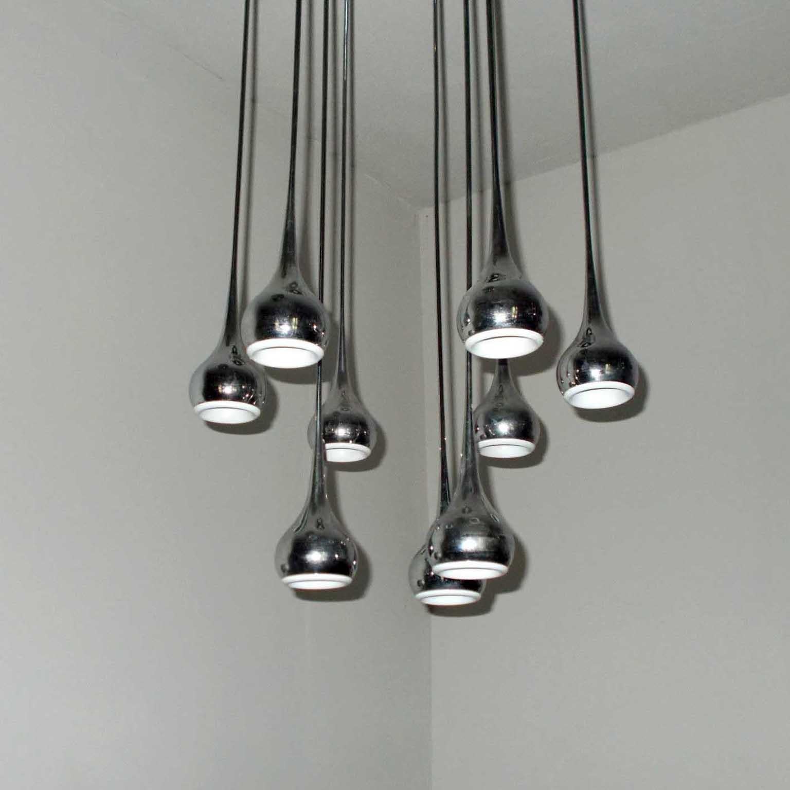Italian Waterfall Midcentury Chandelier Design by Angelo Brotto, Esperia, Italy, 1960s For Sale
