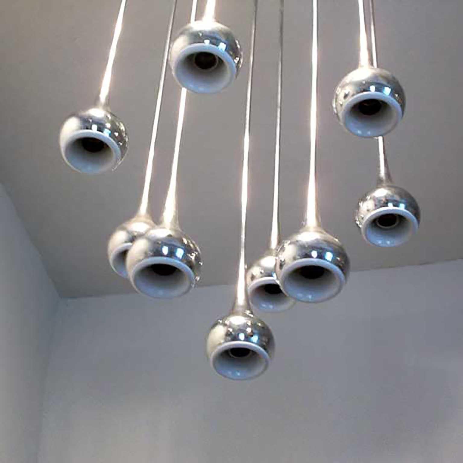 Lámpara cascada de Angelo Brotto para Esperia, Italia, años 60 Chapado en venta