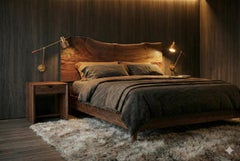 Tavolino moderno e minimalista Waterfall in noce claro con cassetto