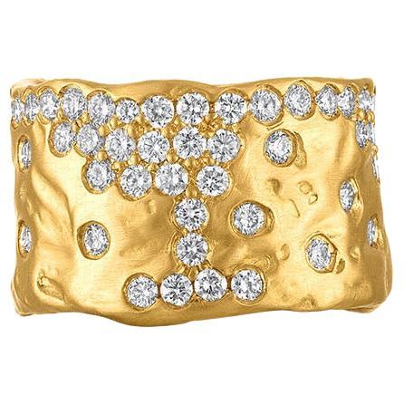 Waterfall Of Diamonds Cigar Band Ring in 22k Gold