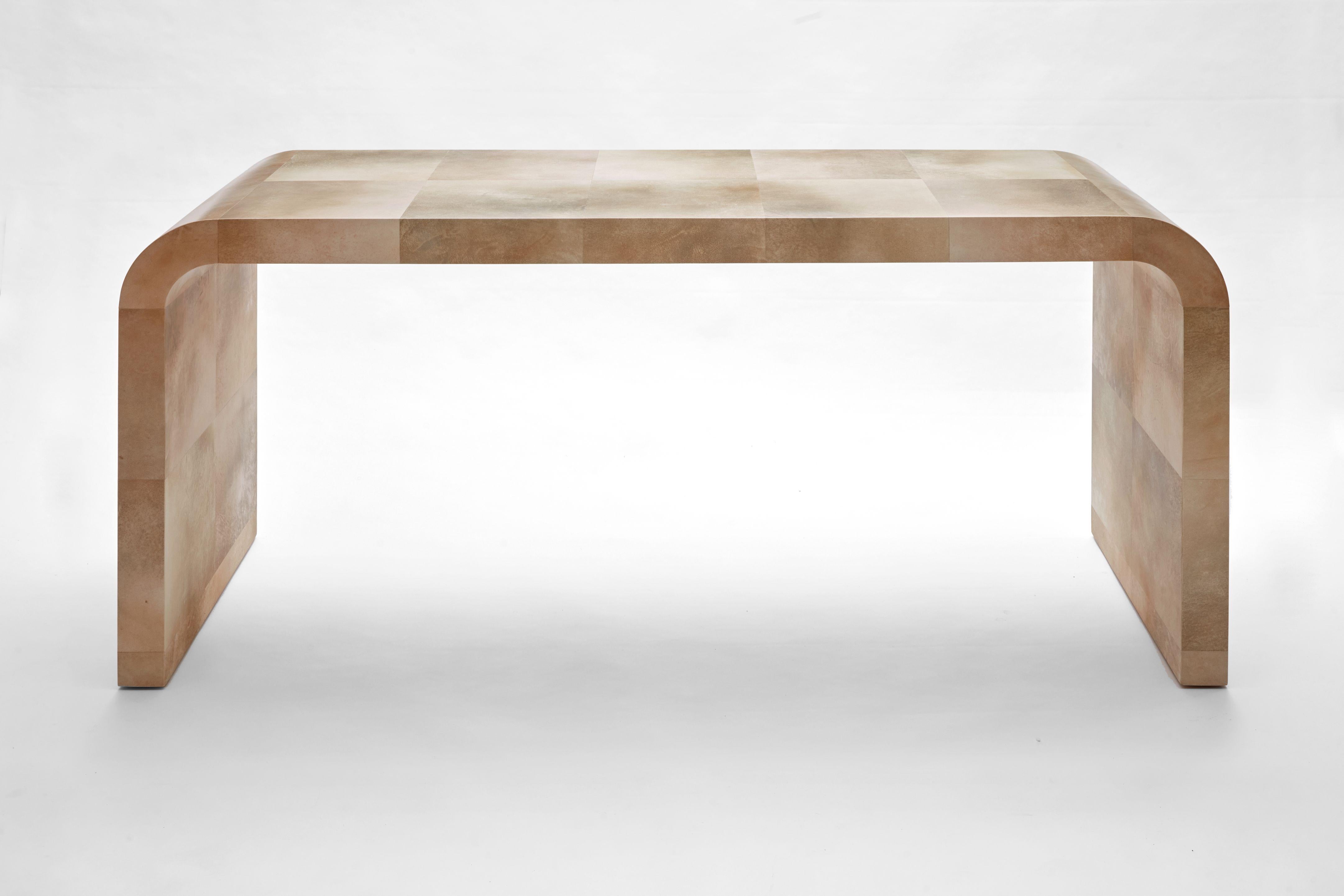 wood waterfall console table