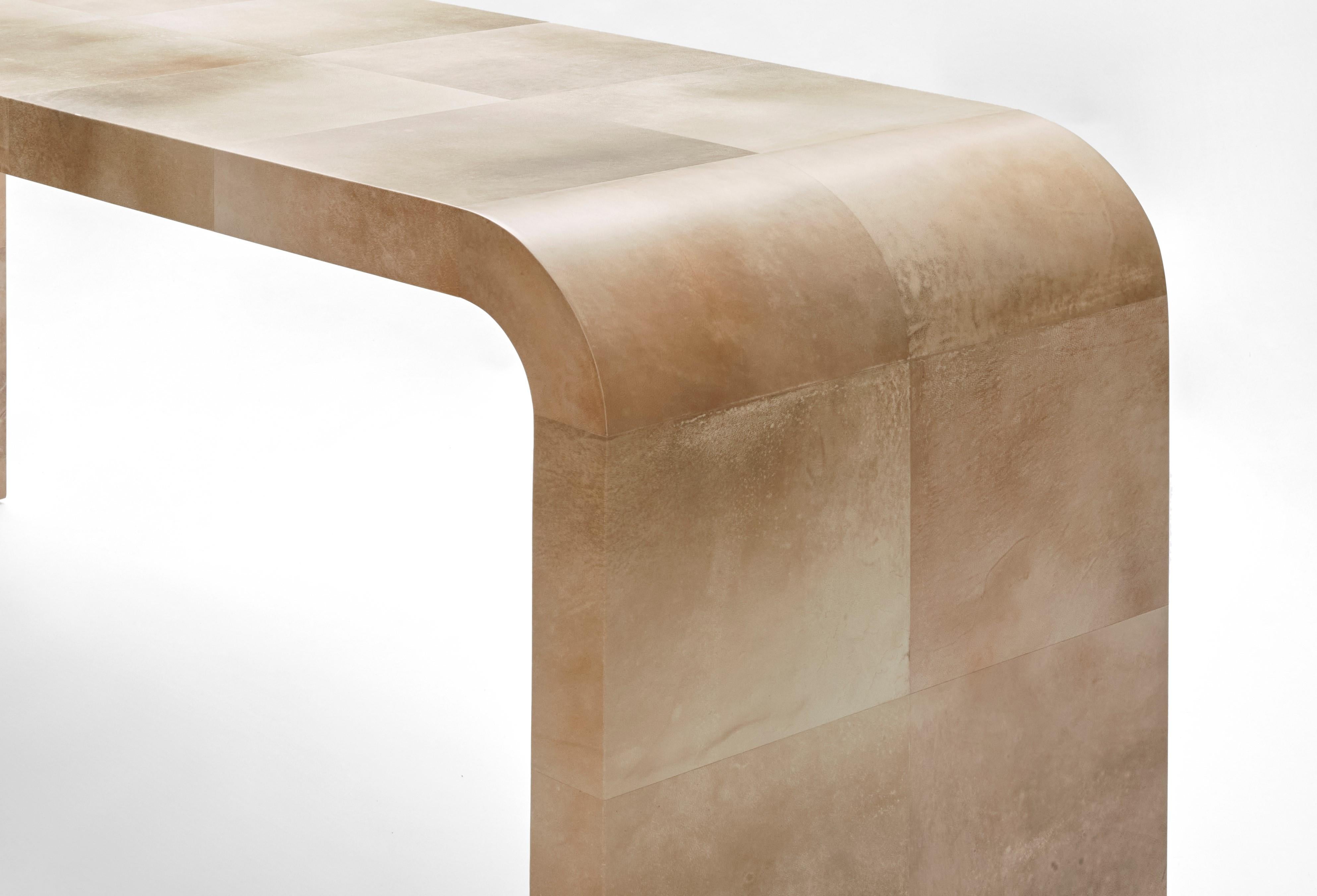 British Waterfall Parchment Console Table Handmade in UK Contemporary 21st Century For Sale