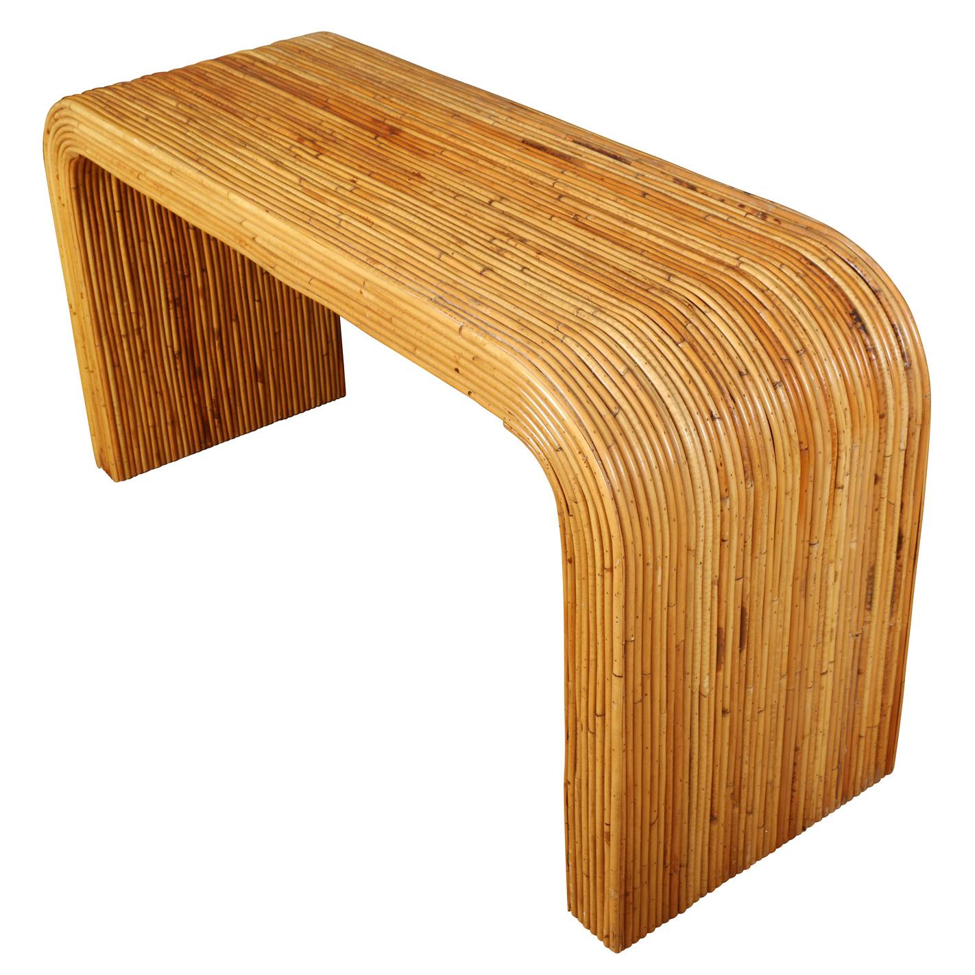 Waterfall Pencil Reed  Bamboo Console In Good Condition For Sale In New York, NY