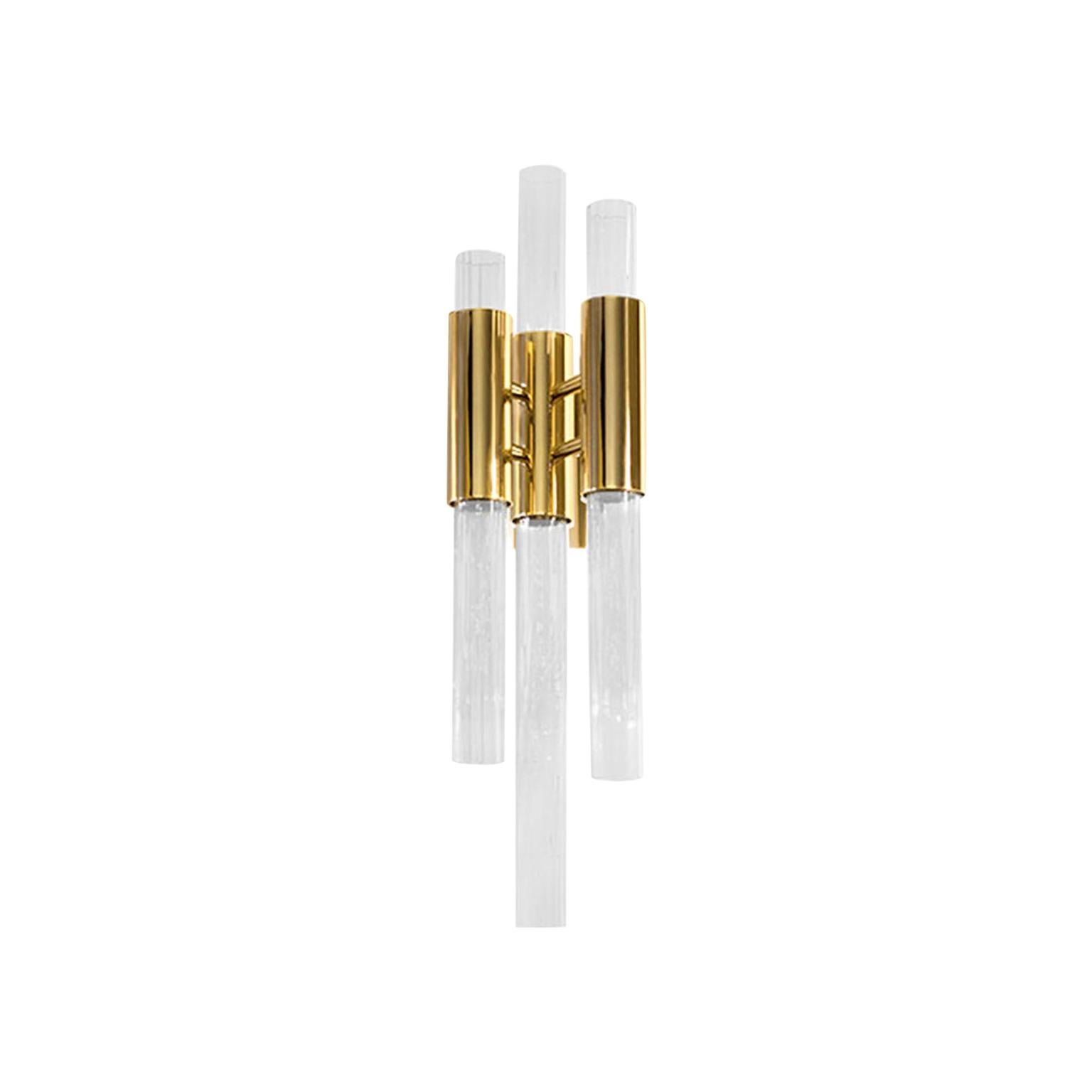 Waterfall Sconce in Gold-Plated Brass with Crystal Glass For Sale