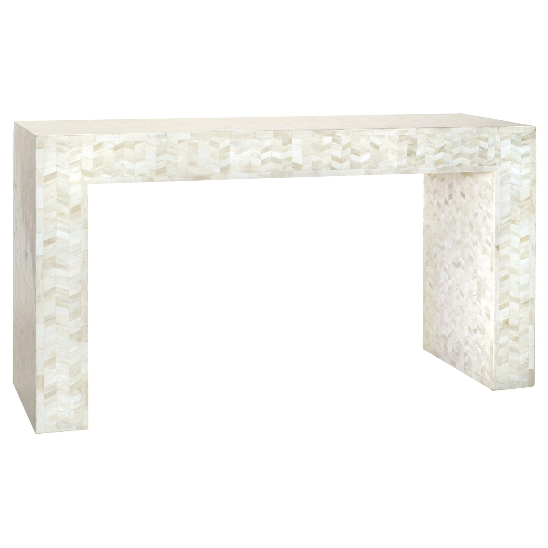 Waterfall Style Console Table in Bone For Sale