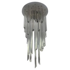 Waterfall Style Flush Mount Kronleuchter mit Acrylstäben. U.S.A. 1980er Jahre.