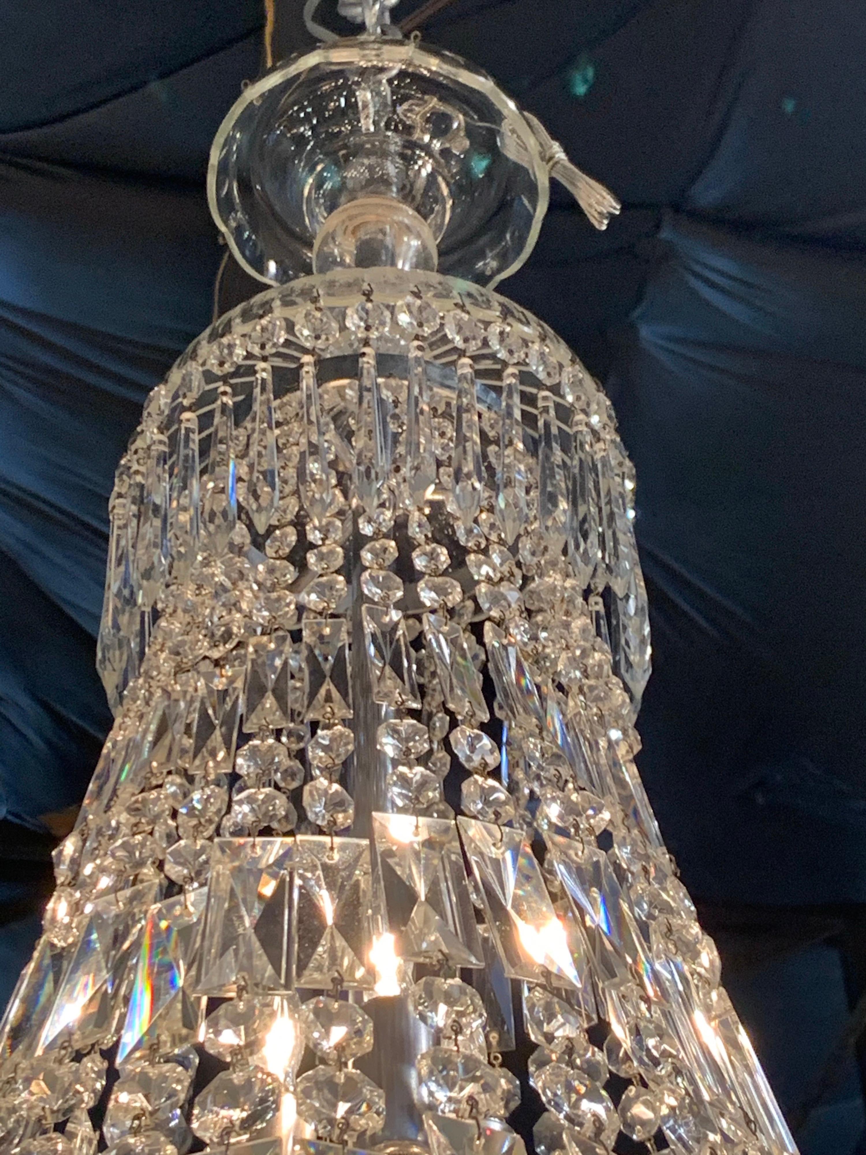 Waterfall Style French Crystal Chandelier In Good Condition In Dallas, TX