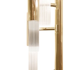 Waterfall Torch Wall Lamp in Gold-Plated Brass and Crystal Glass