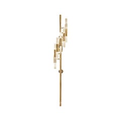 Waterfall Torch Wall Lamp in Gold-Plated Brass and Crystal Glass