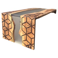 Waterfall Walnut Epoxy Resin Coffee Table - Modern Center Table