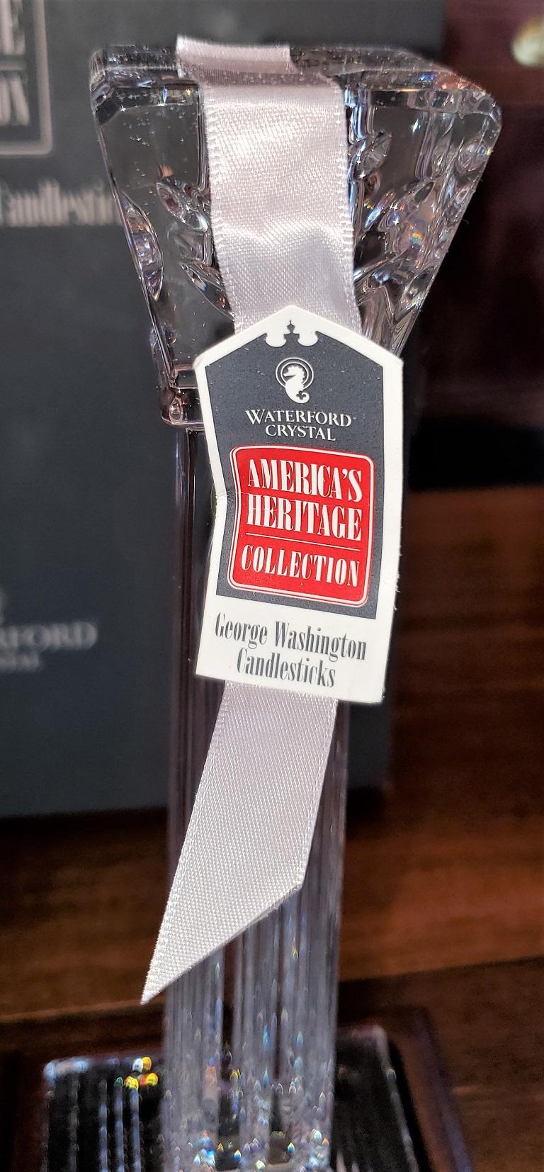 Irish Waterford Americas Heritage Collection Pair of George Washington Candlesticks