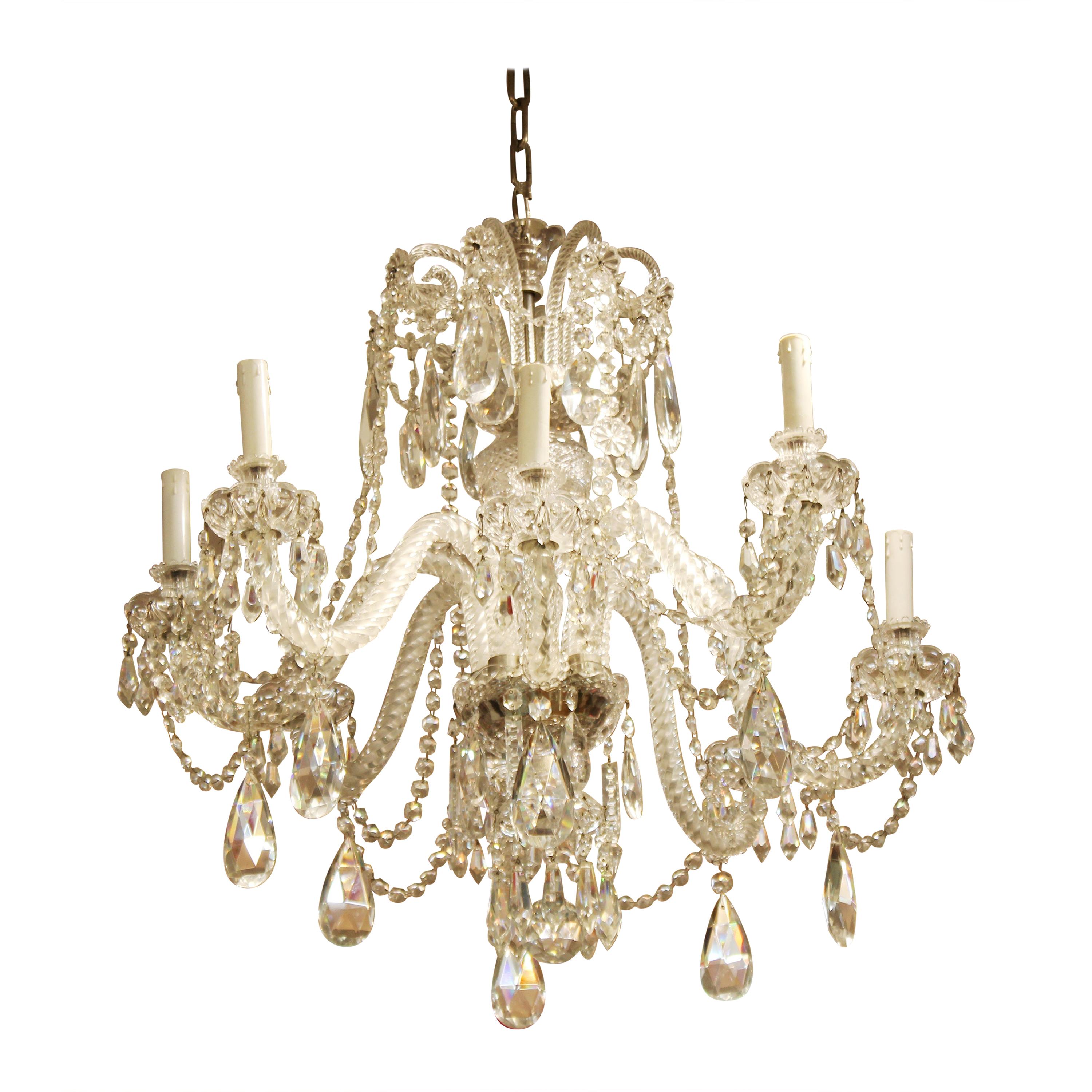 Martinez y Ortz Neoclassical Style Crystal Chandelier For Sale