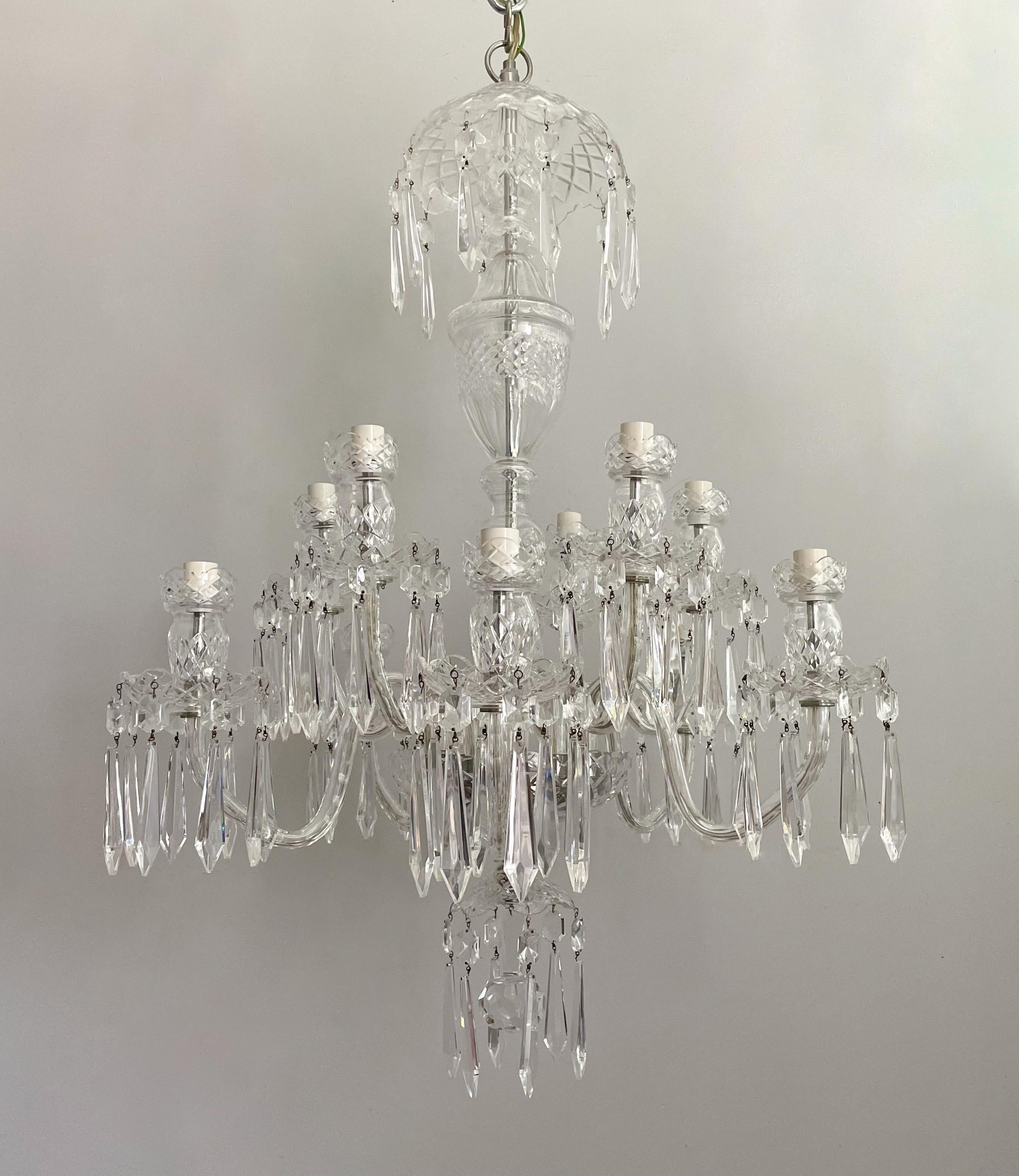 Louis XVI Waterford Avoca Ten Light Crystal Chandelier 