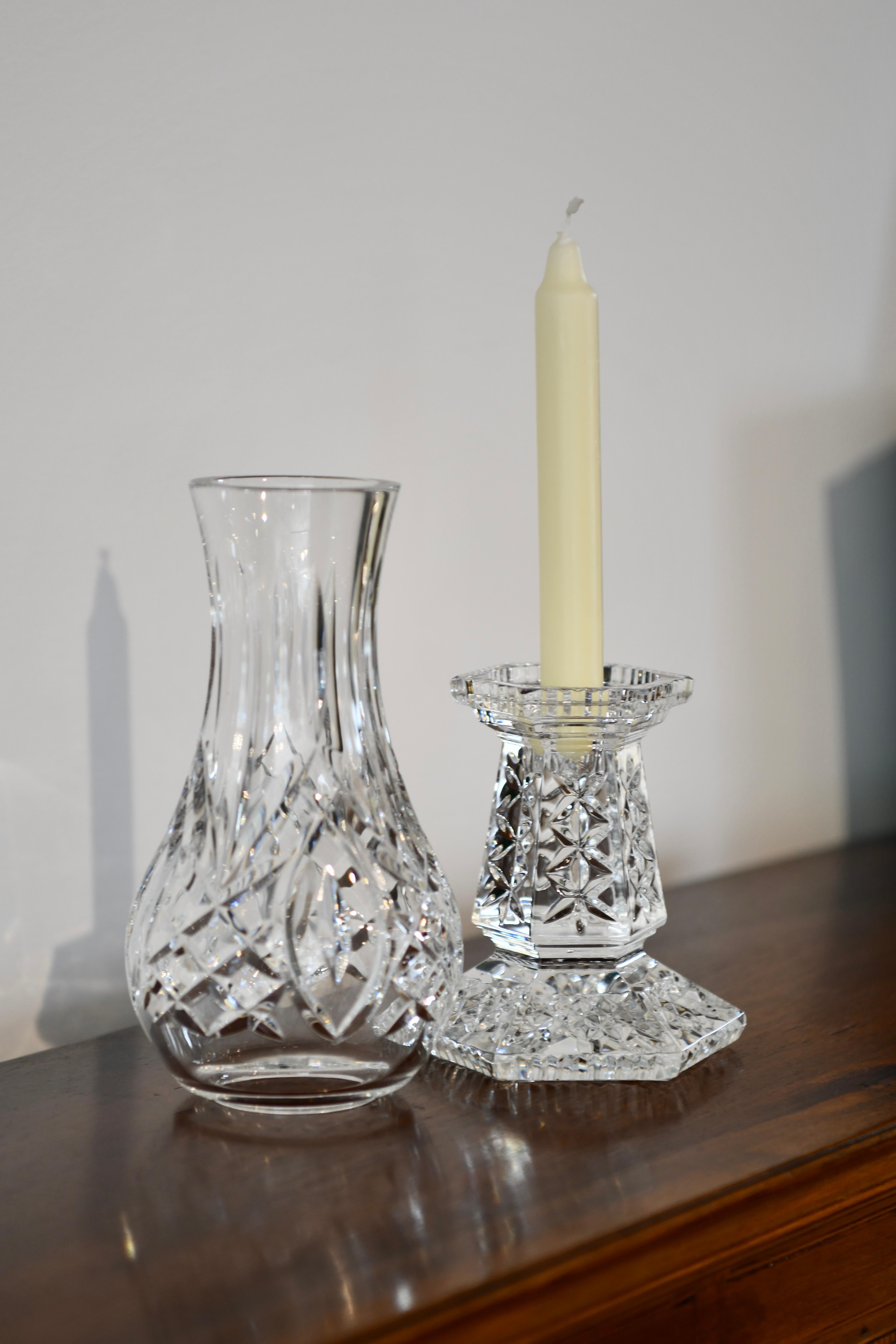 European Waterford Candlestick with Hurricane