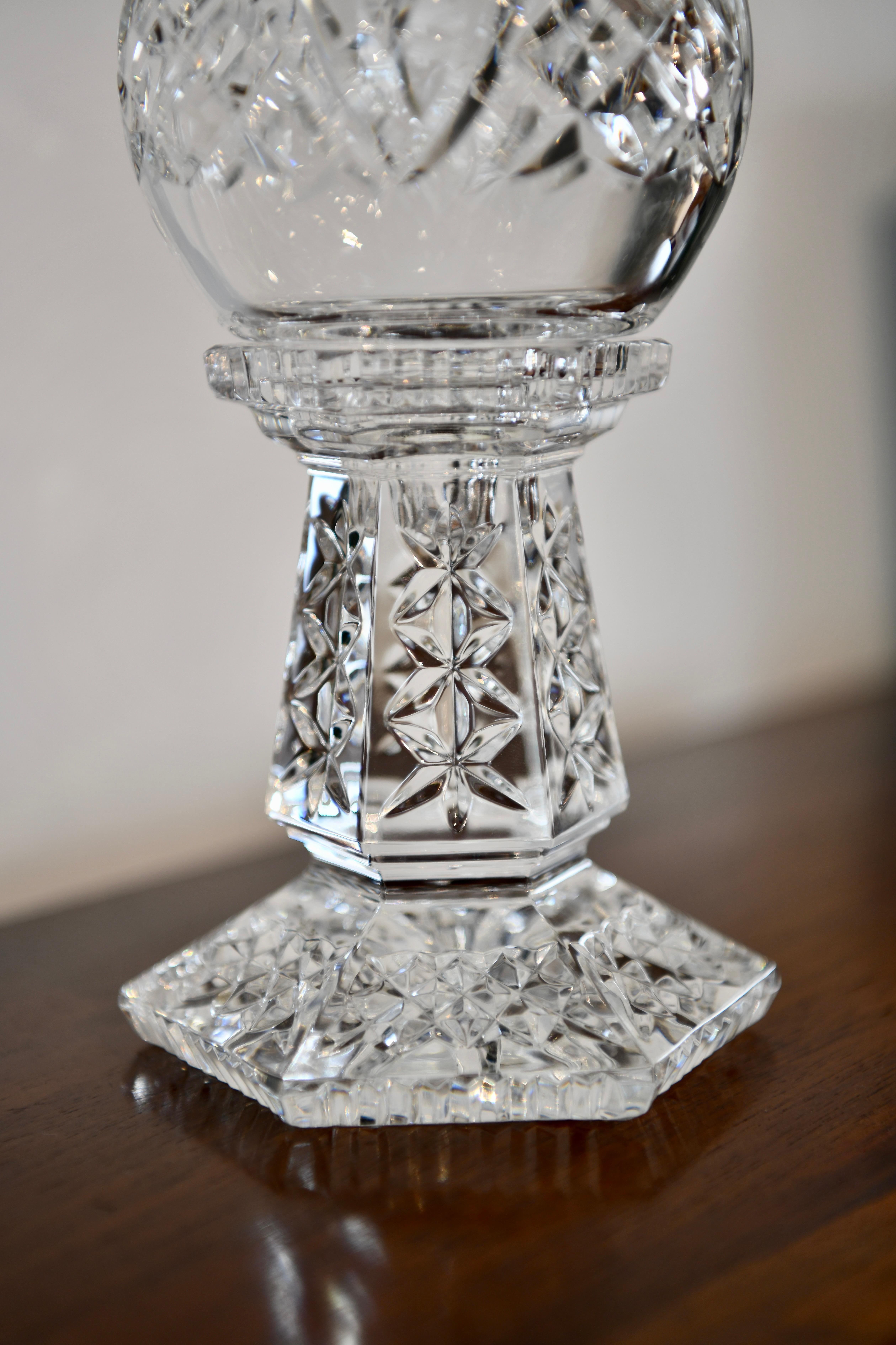Waterford Candlestick with Hurricane In Good Condition In Brooklyn, NY
