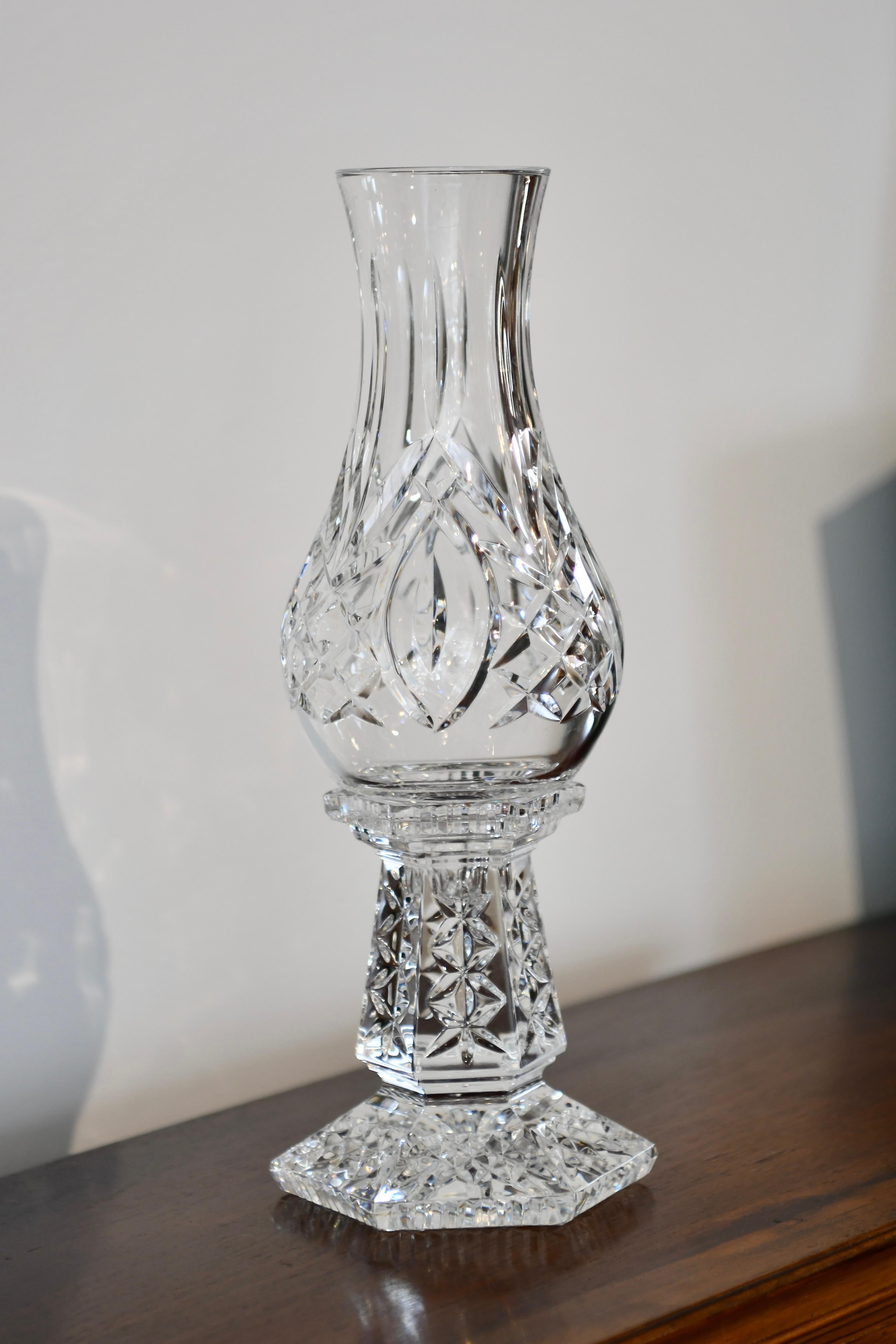 20th Century Waterford Candlestick with Hurricane