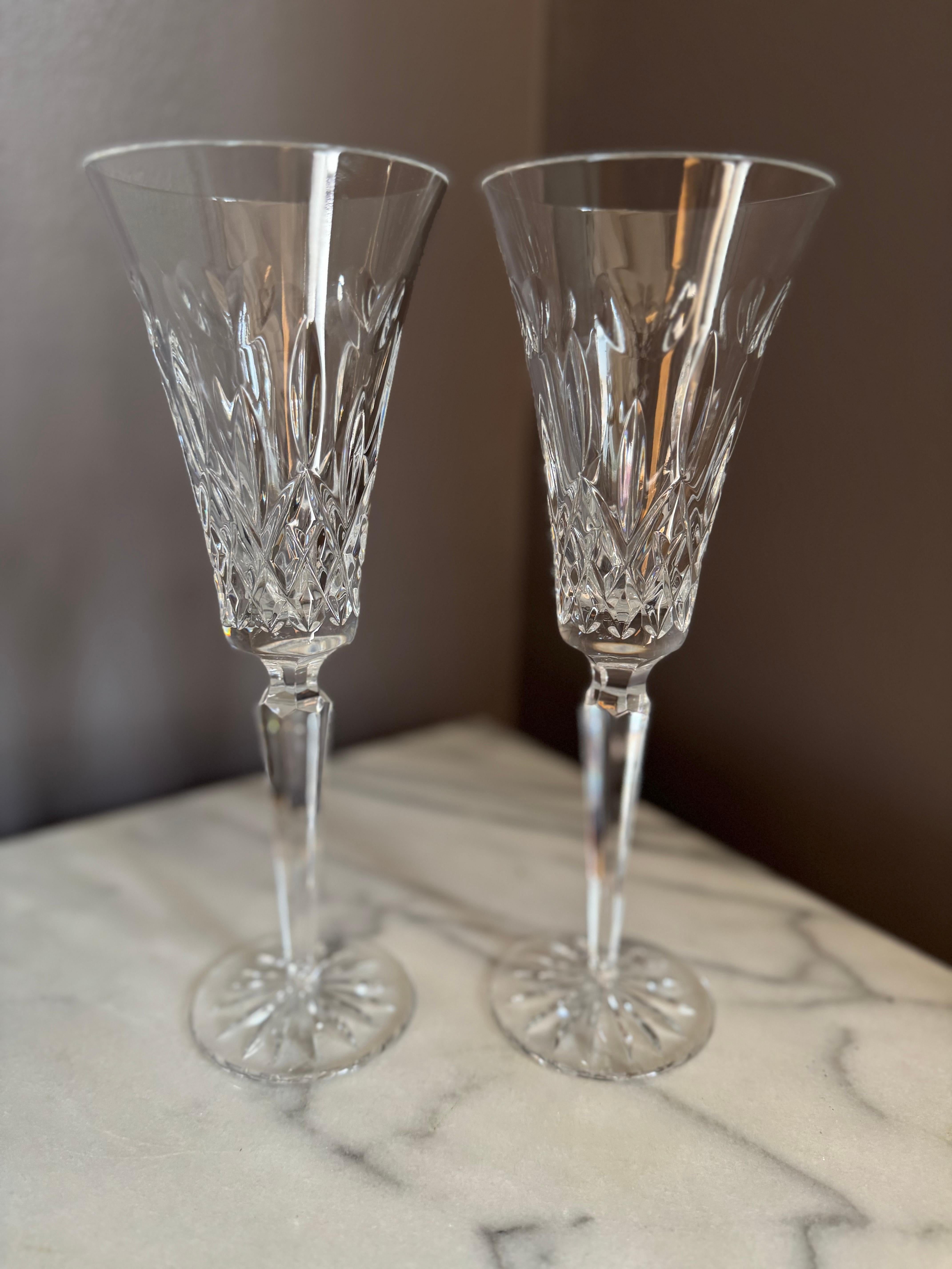 Waterford Champagner  Flöten Kristall  Lismore   I Love 2er-Set im Zustand „Gut“ im Angebot in Birmingham, AL