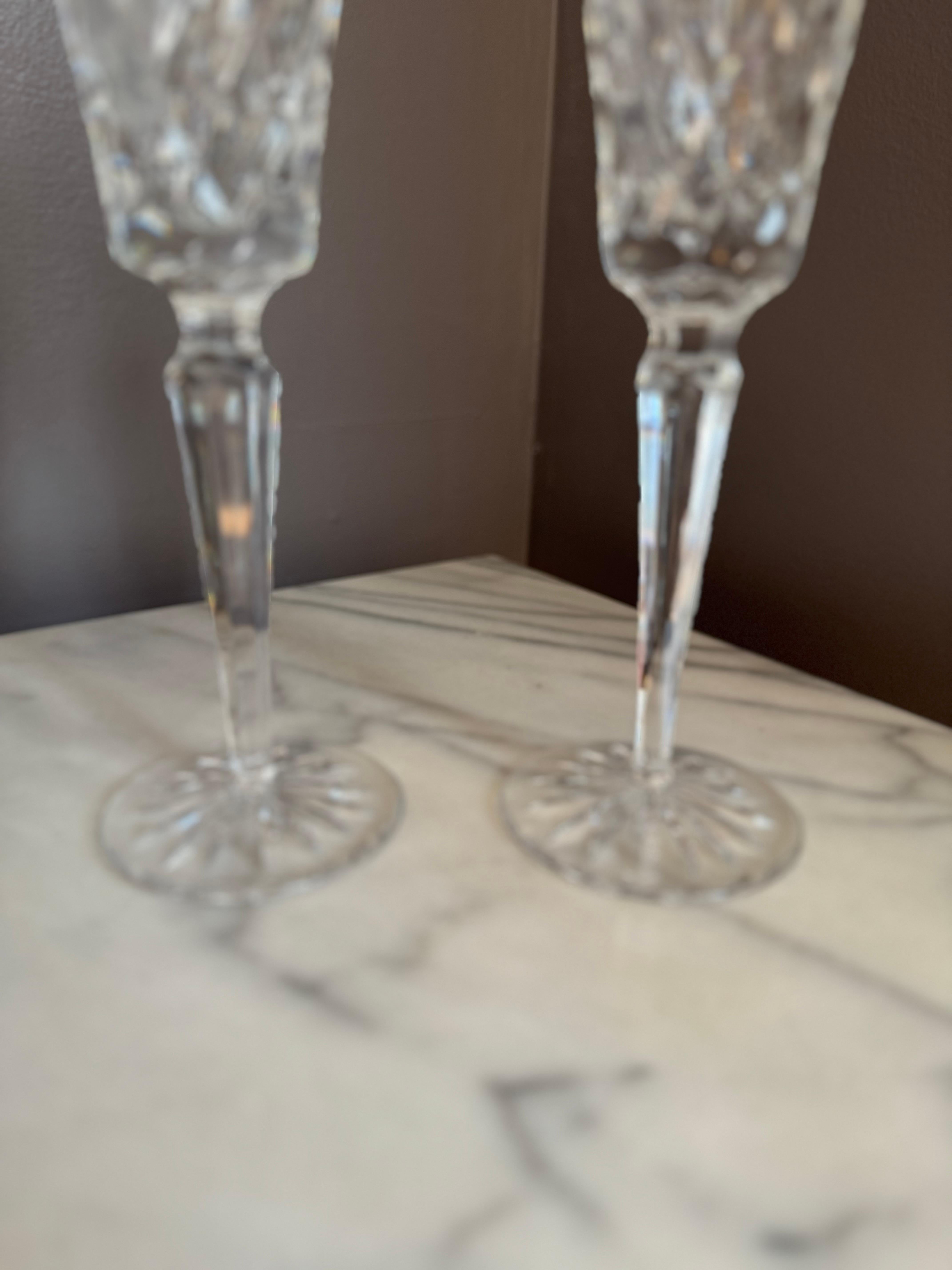 Waterford Champagner  Flöten Kristall  Lismore   I Love 2er-Set (20. Jahrhundert) im Angebot