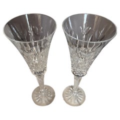 Waterford Champagne  flutes crystal  Lismore   I Love set of 2