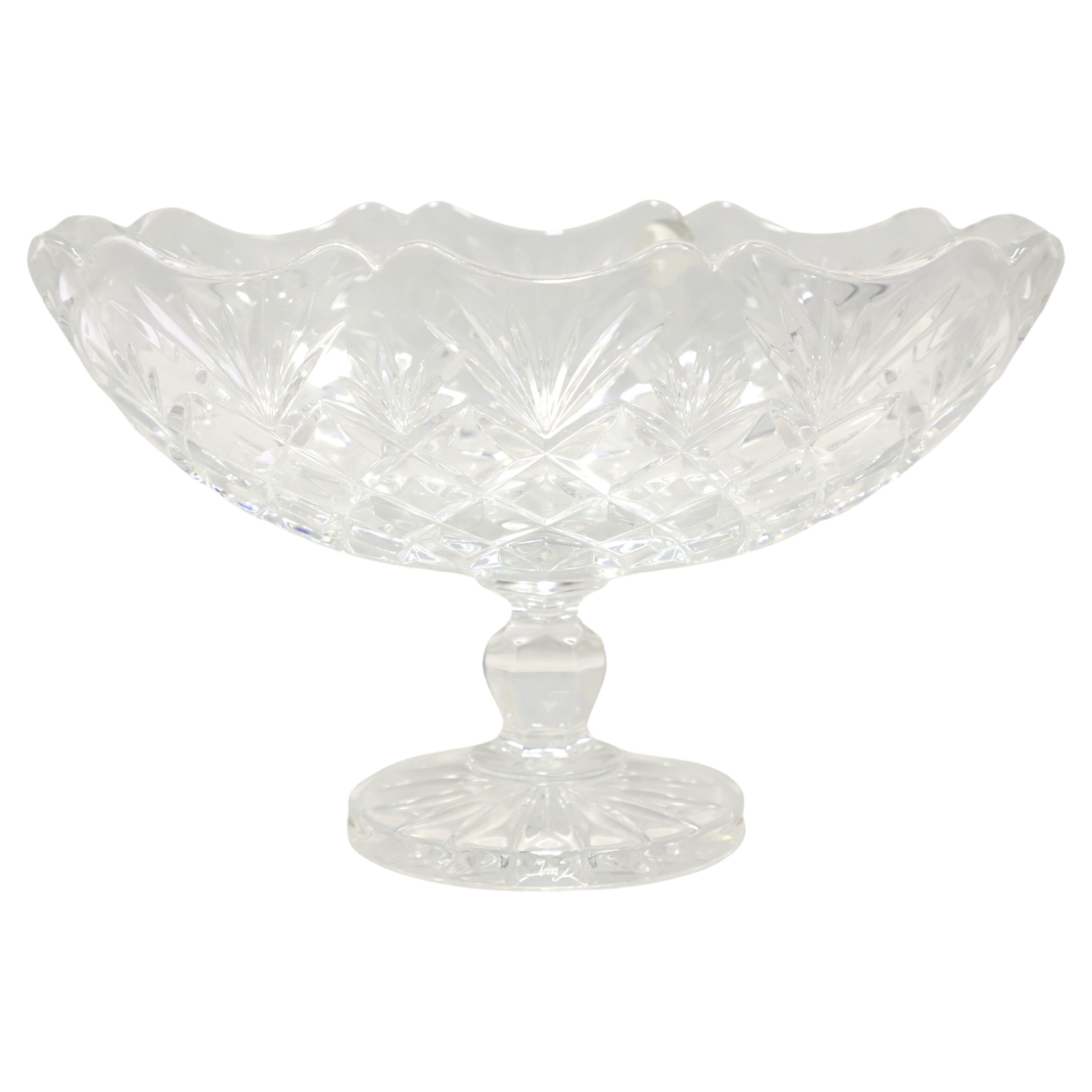 WATERFORD Crystal 11" Irish Treasures Oblong Boat Bowl on Pedestal For Sale