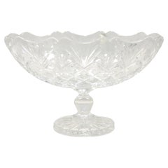 Antique WATERFORD Crystal 11" Irish Treasures Oblong Boat Bowl on Pedestal