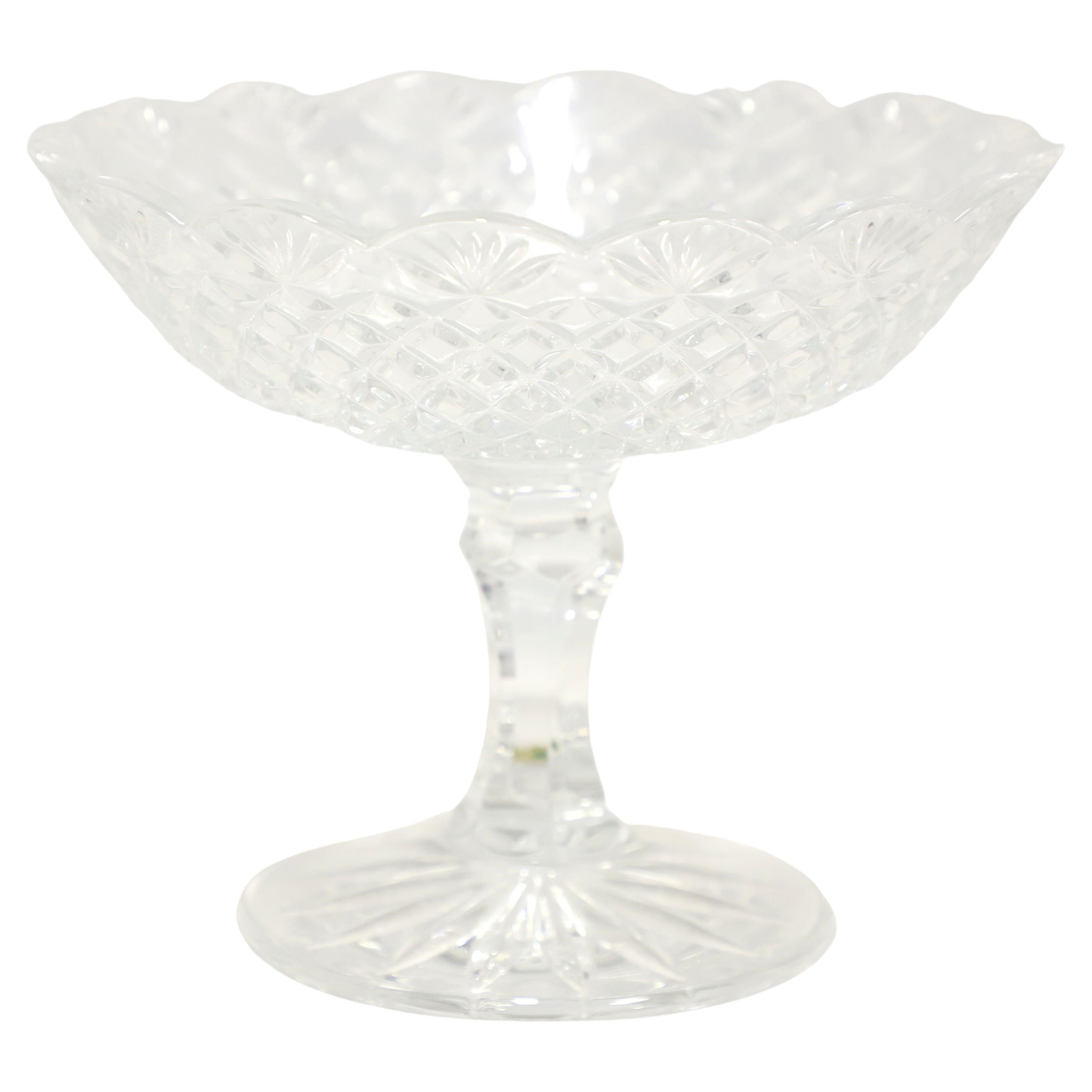 WATERFORD Crystal 7.5" Emily Scalloped Tall Footed Compote