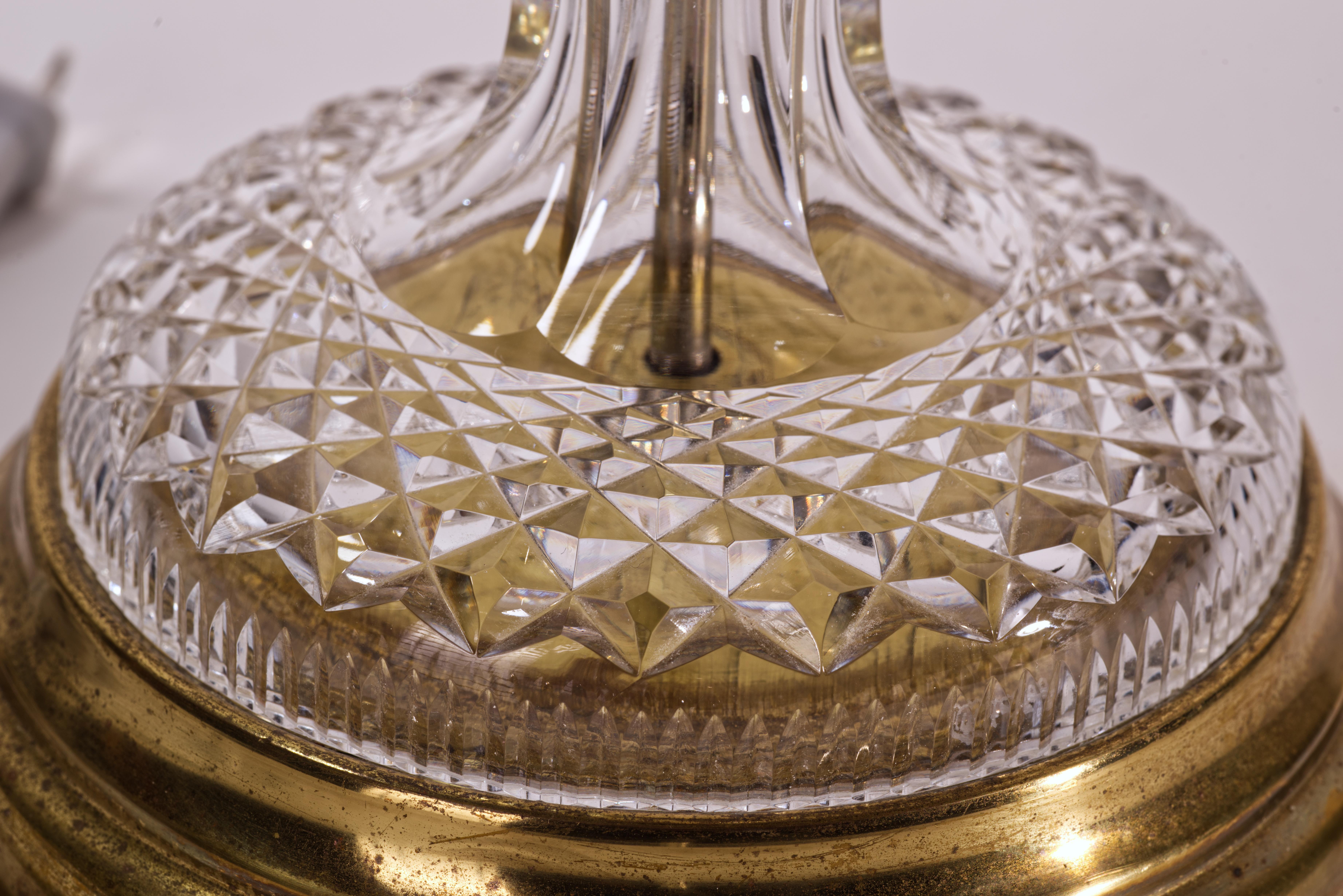 Waterford Crystal and Brass Alana Table Lamp, Vintage, Signed For Sale 3