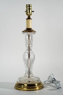 Lampada da tavolo Alana di Waterford Crystal e ottone, vintage, firmata