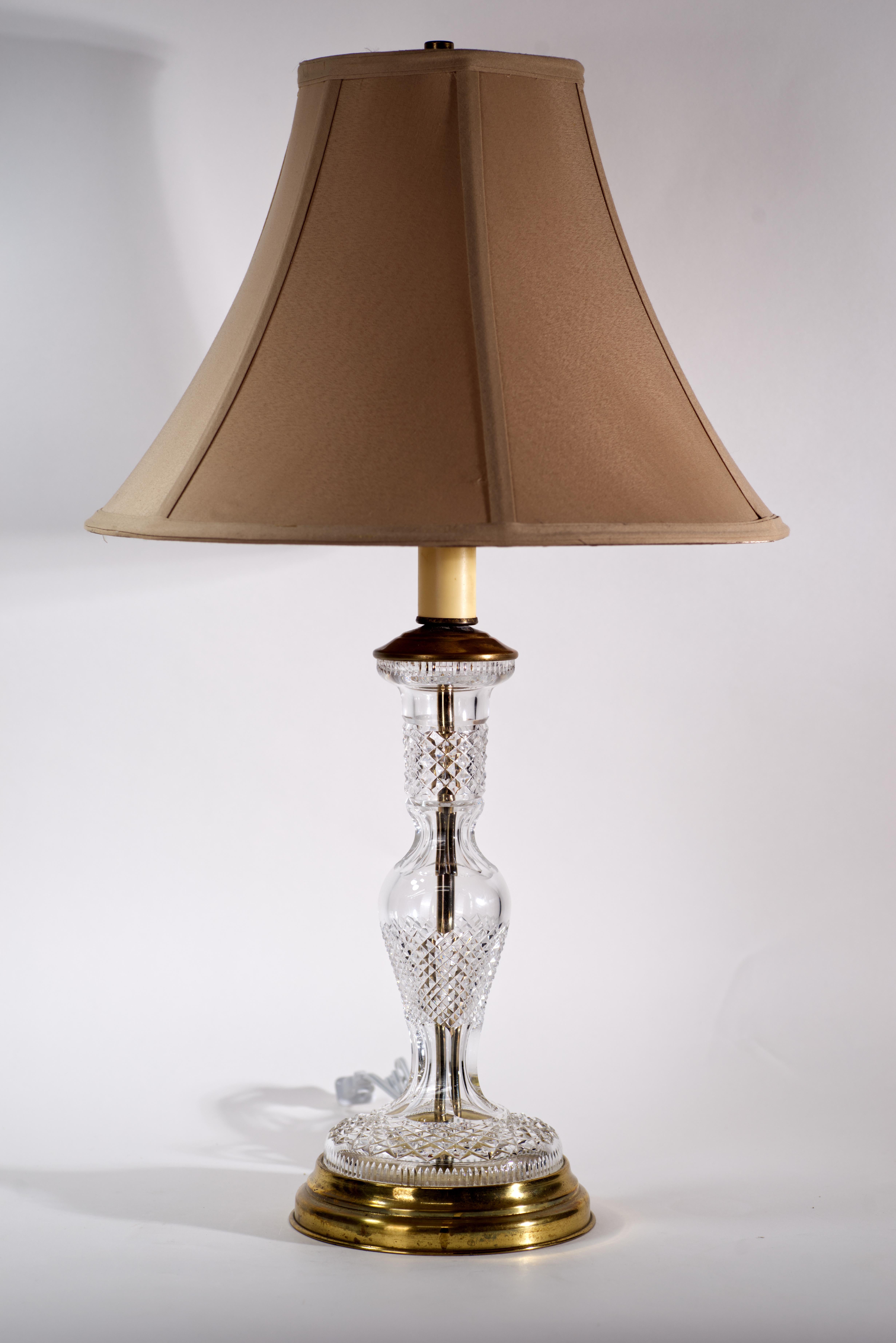 Hand-Crafted Waterford Crystal and Brass Alana Table Lamp, Vintage, Signed For Sale