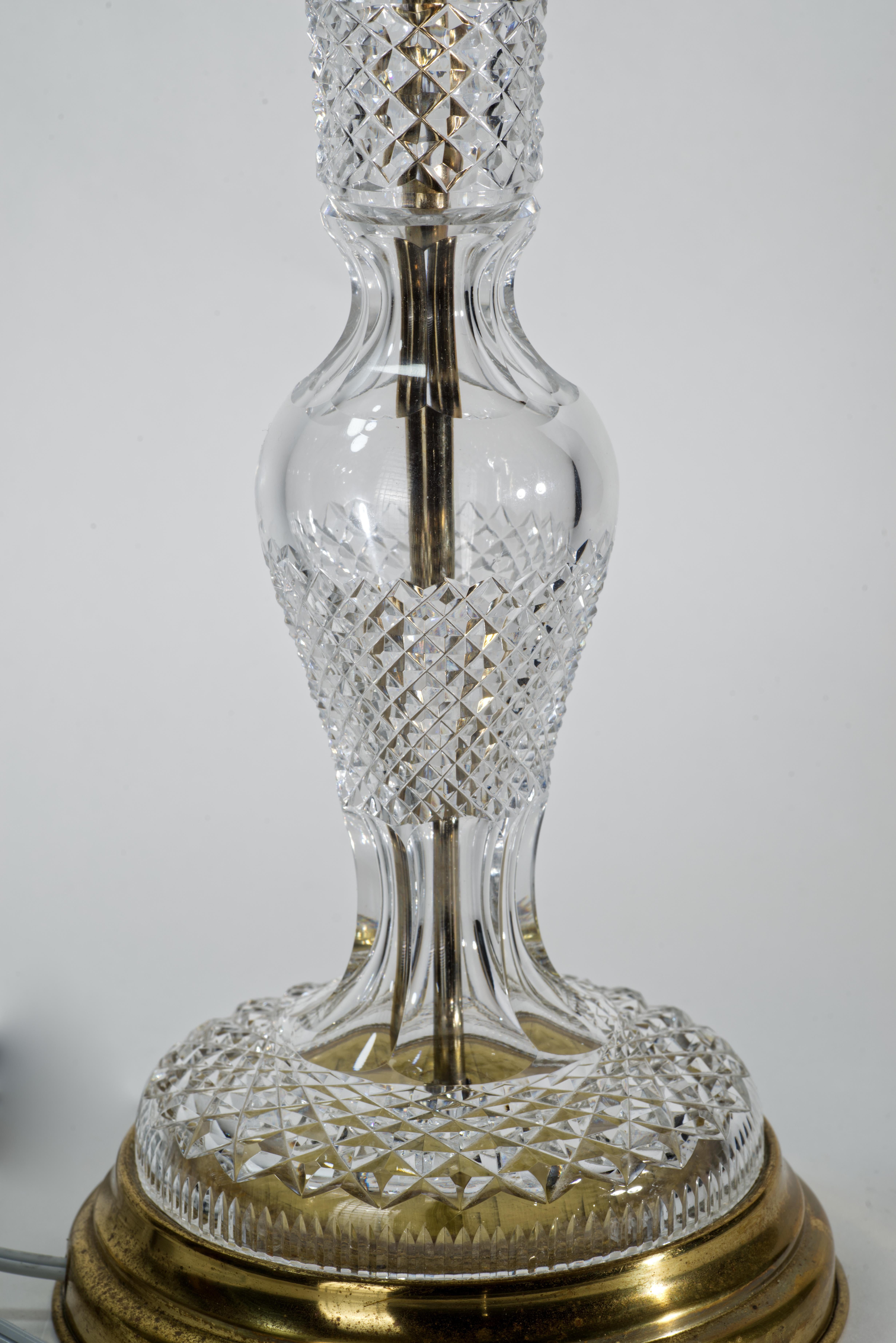 20th Century Waterford Crystal and Brass Alana Table Lamp, Vintage, Signed For Sale