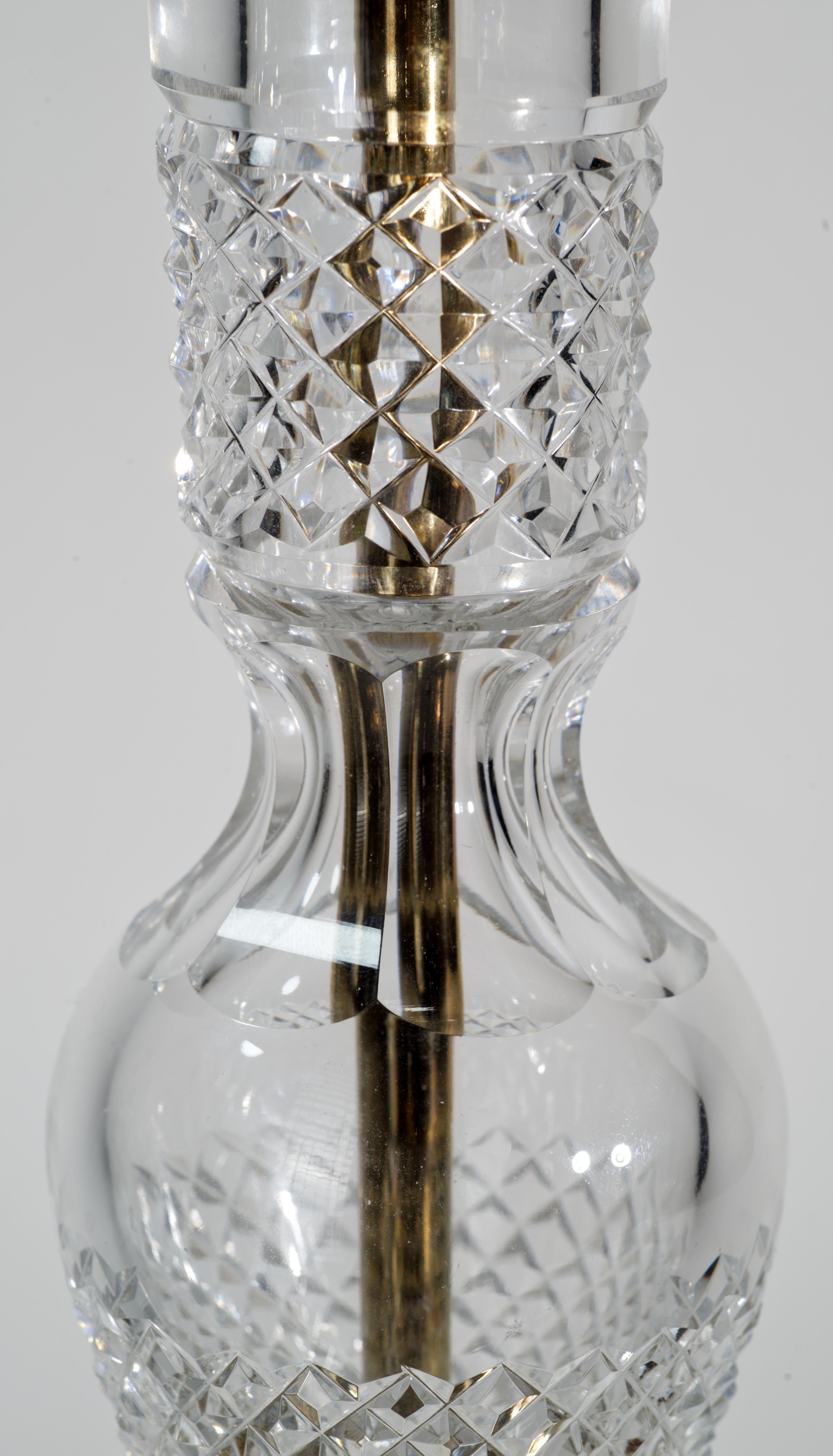 Waterford Crystal and Brass Alana Table Lamp, Vintage, Signed For Sale 1