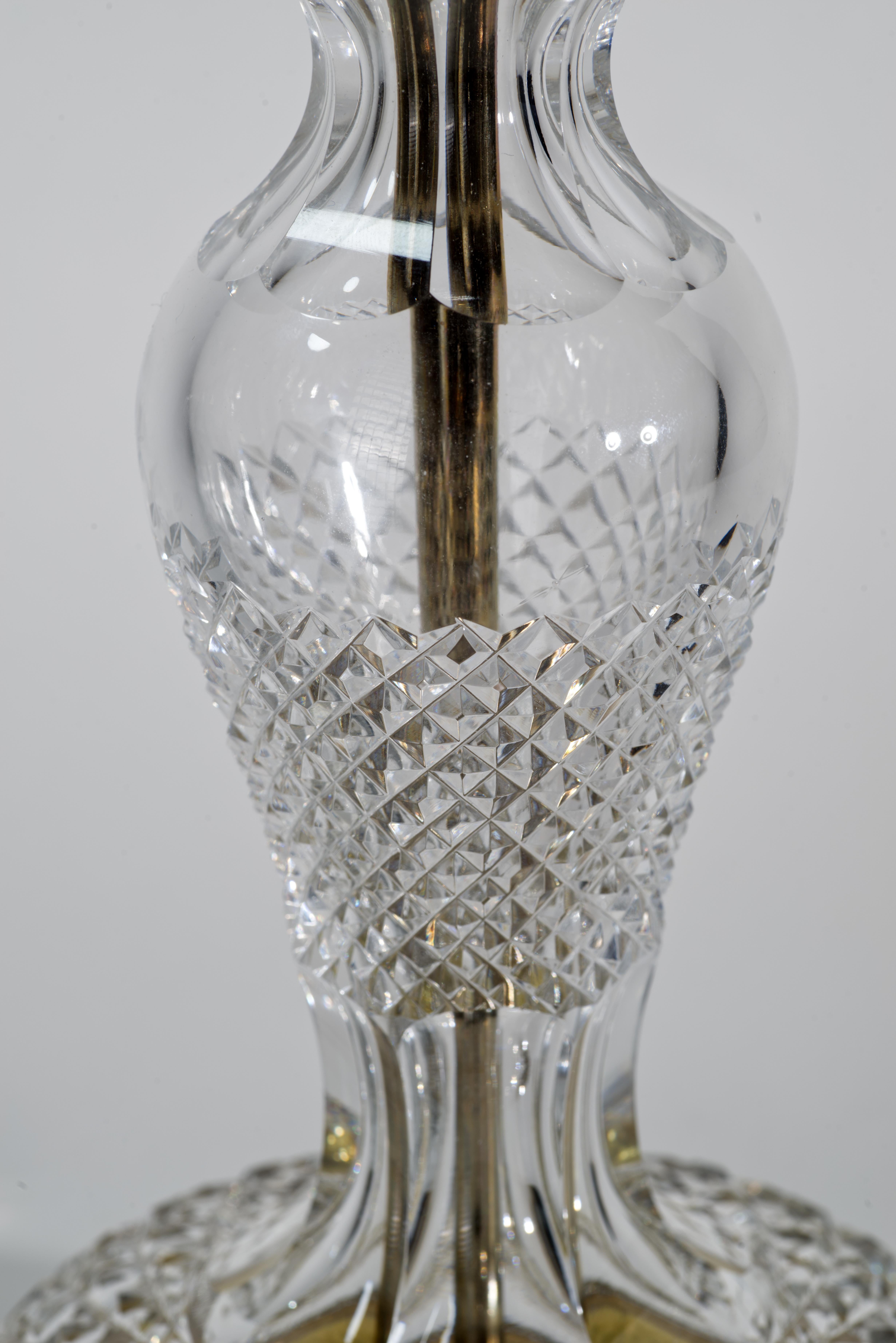 Waterford Crystal and Brass Alana Table Lamp, Vintage, Signed For Sale 2