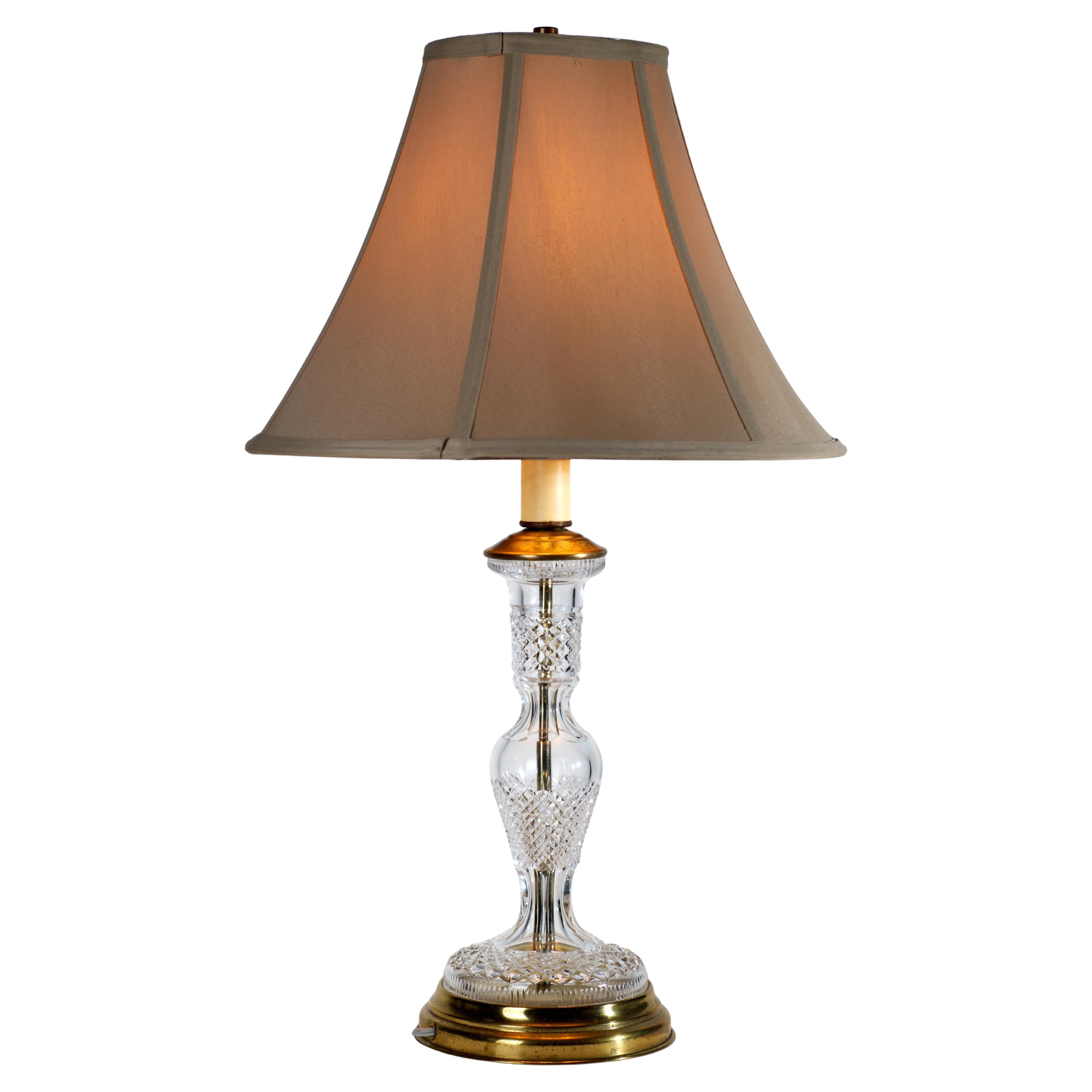 Waterford Crystal and Brass Alana Table Lamp, Vintage, Signed For Sale