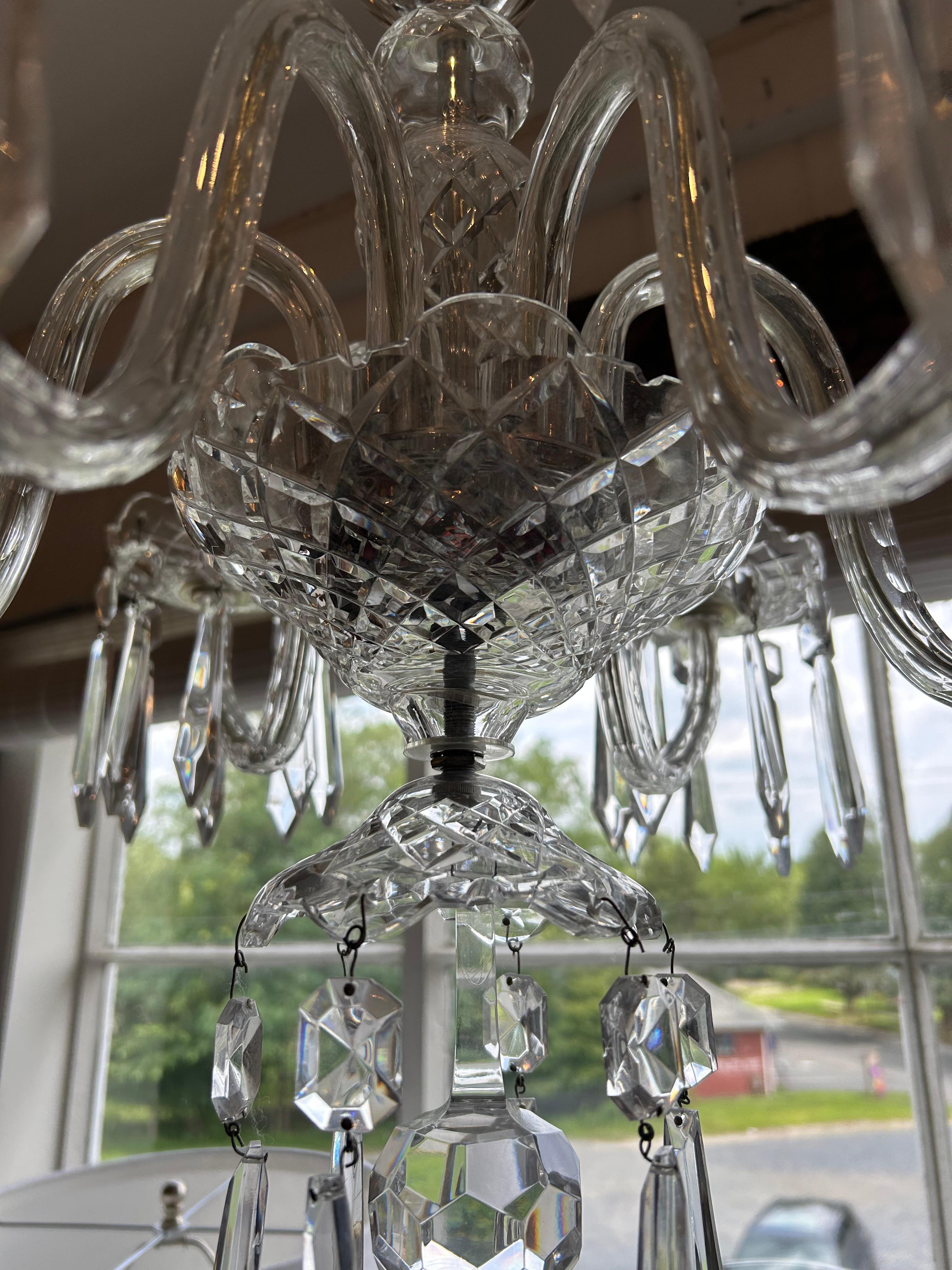 Irlandese Lampadario Waterford Crystal Avoca a 6 bracci Vintage in vendita