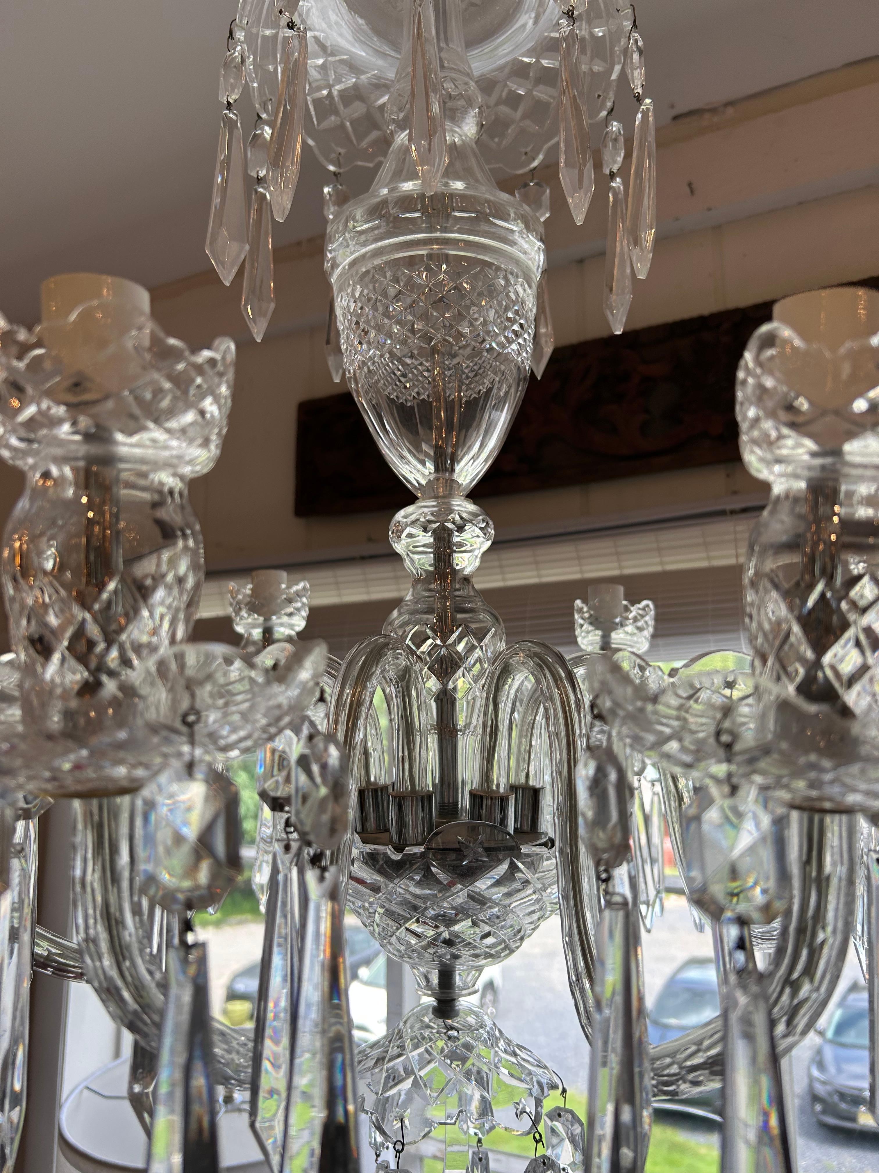 Fine XX secolo Lampadario Waterford Crystal Avoca a 6 bracci Vintage in vendita