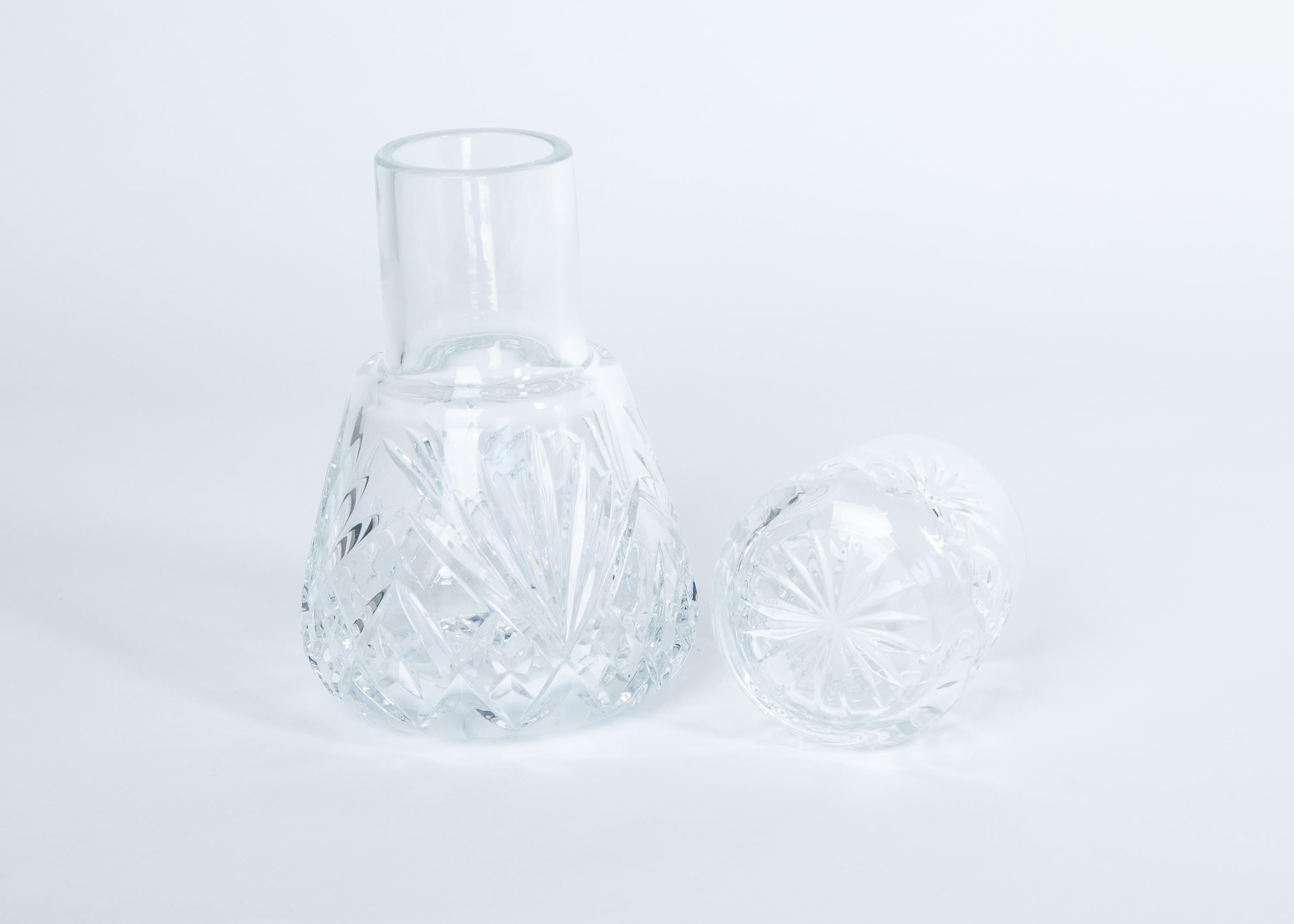 Irish Waterford Style Crystal Bedside Carafe and Tumbler Glass