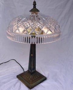 Waterford Crystal Dome Shade Bronze Desk Lamp