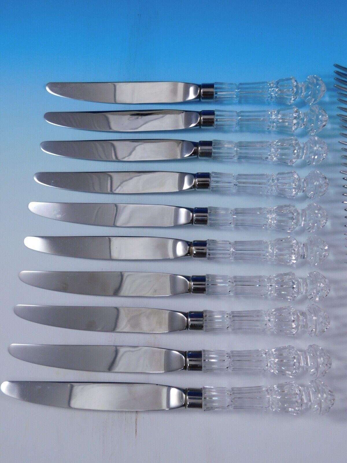 Unusual Waterford Crystal handle with stainless blade/tines flatware lot, 20 pieces. This rare set includes:

10 Large Dinner Size Knives, 10 1/2