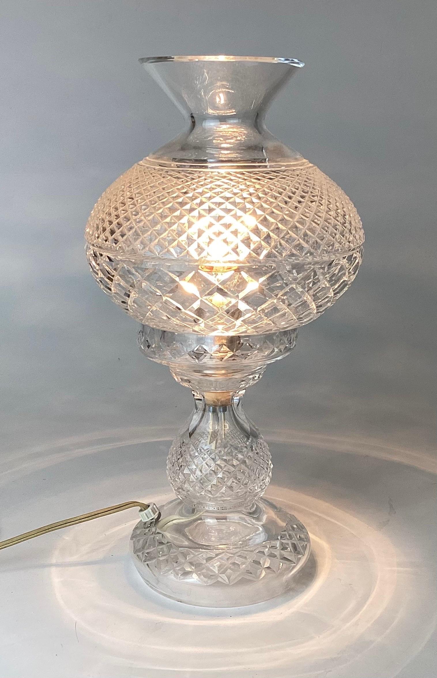 Waterford crystal Inishmore hurricane table lamp. Measure 14