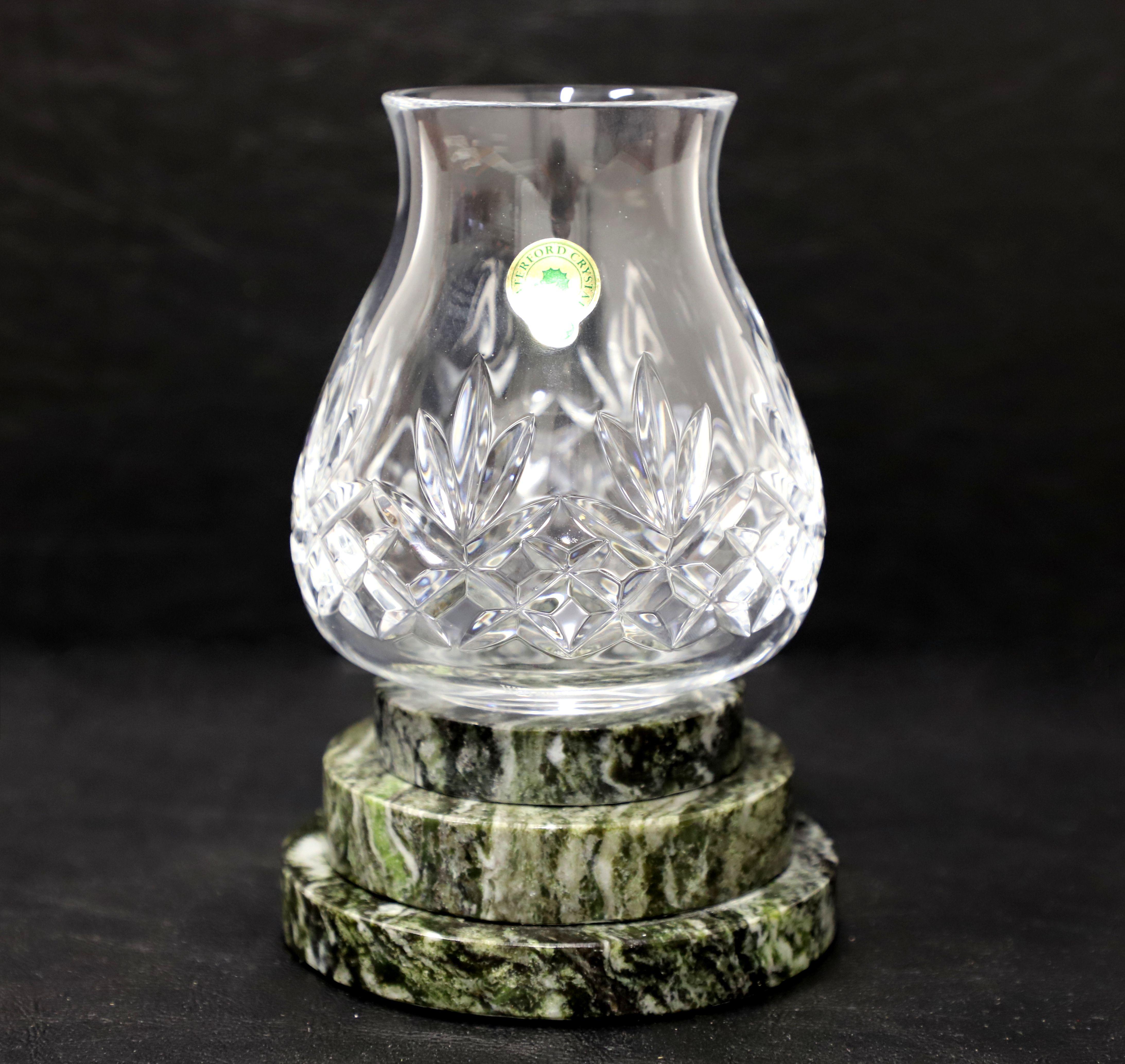An Early 21st Century hurricane lamp by Waterford, their 