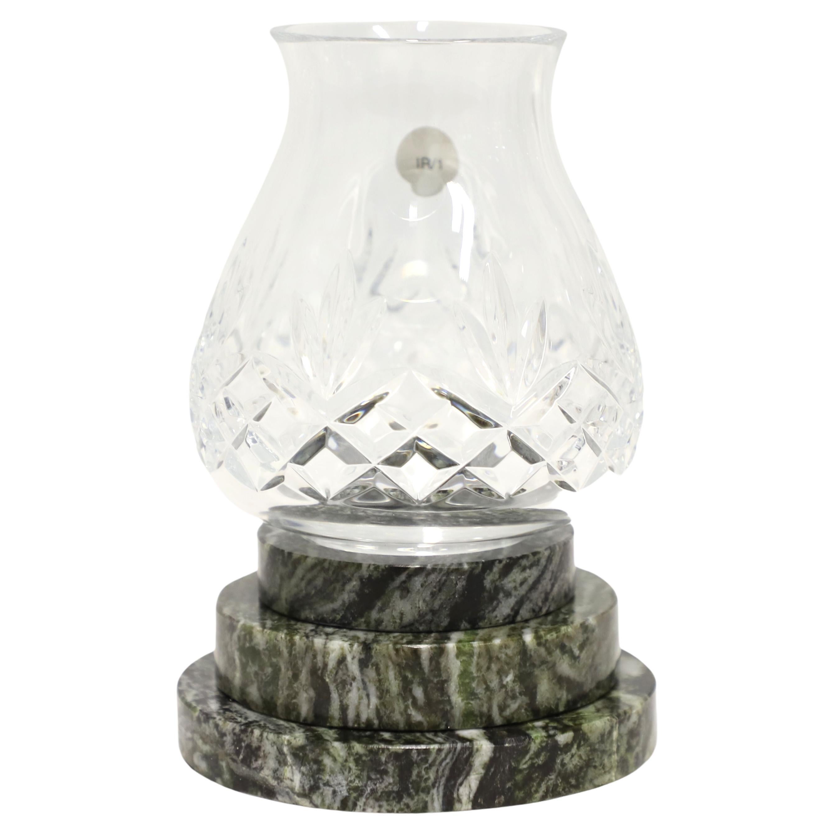 WATERFORD Crystal Ireland 5" Ferndale Hurricane Lamp with Connemara Marble For Sale