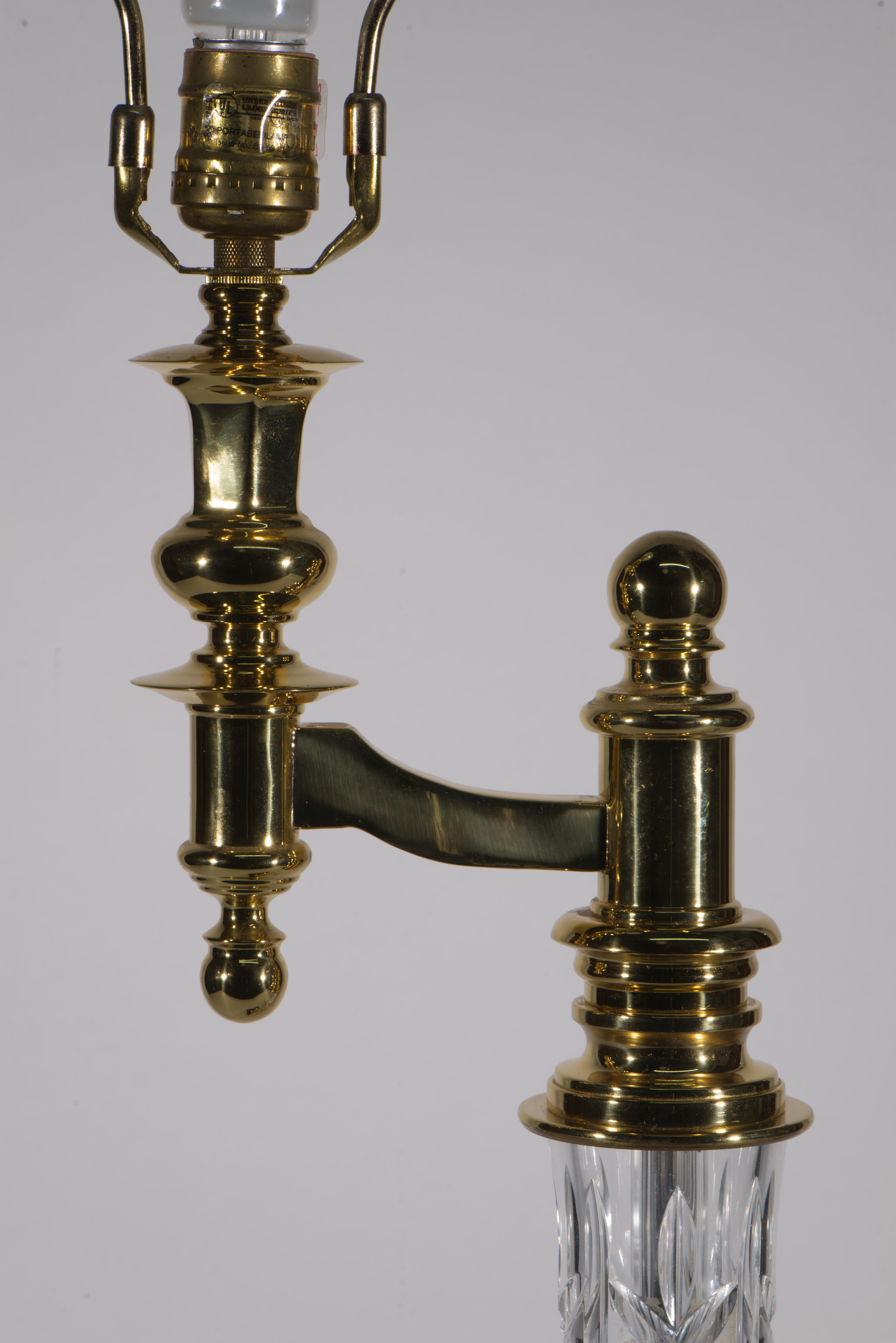 Brass Waterford Crystal Lamp Killarney Kinsale Bankers Table Lamp 1990s - 1stDibs For Sale