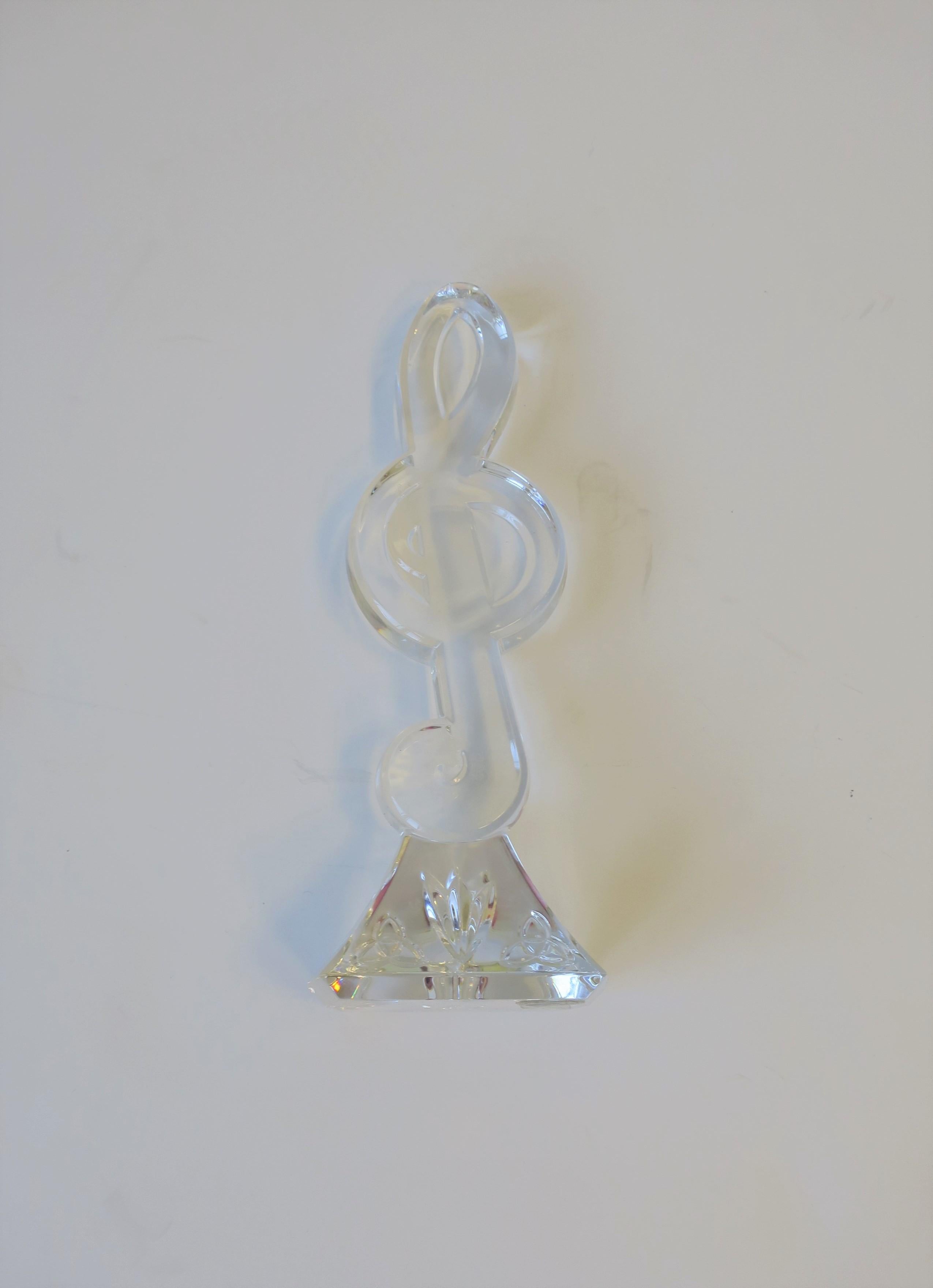 From luxury crystal maker Waterford Crystal, a beautiful 'G' clef crystal music symbol sculpture piece or decorative object, Ireland, circa 20th century. Piece retains authentication acid mark and green and gold Waterford Crystal label on bottom as