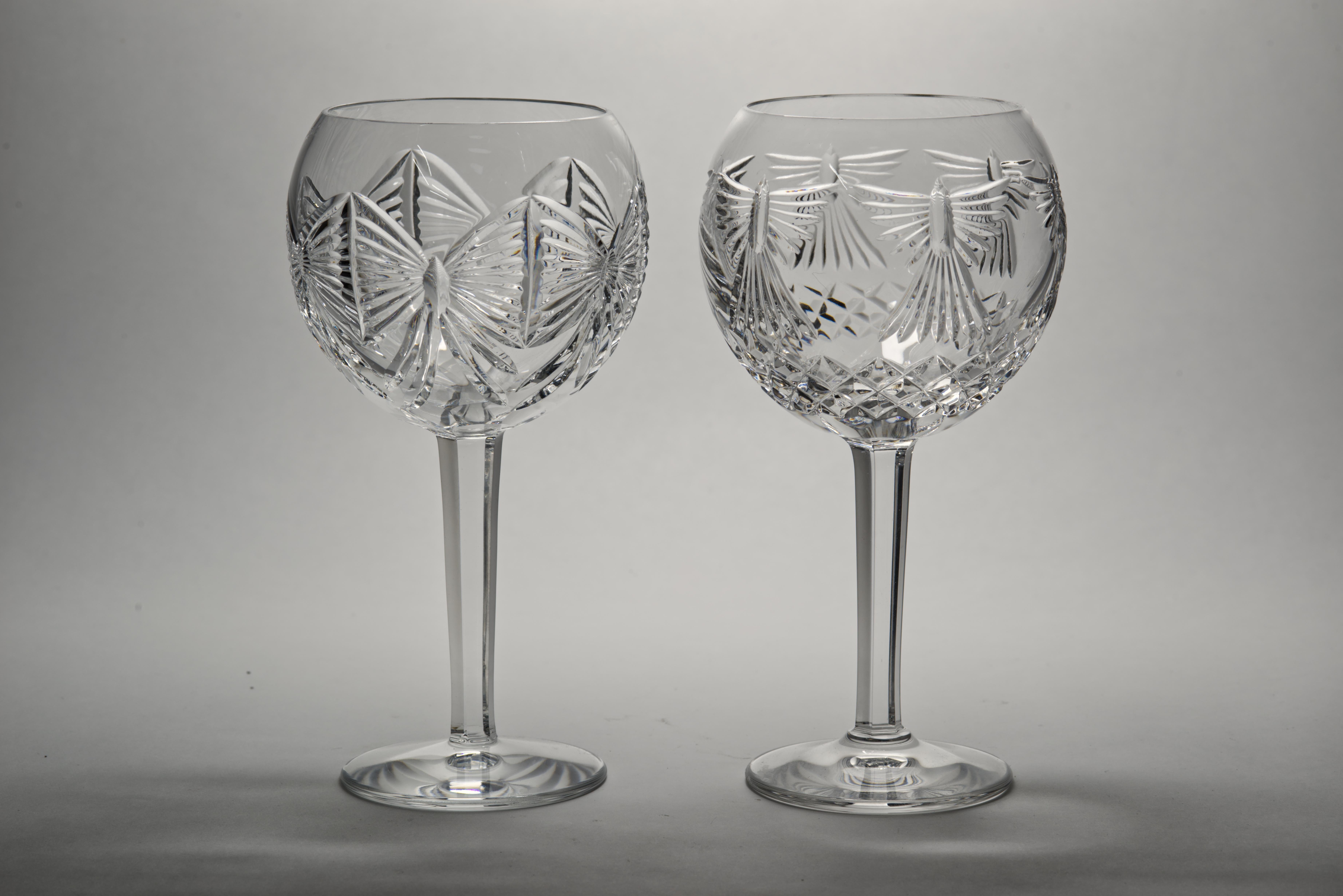 Irish Waterford Crystal Pair of Millennium Toasting Glasses, Peace and Happiness For Sale